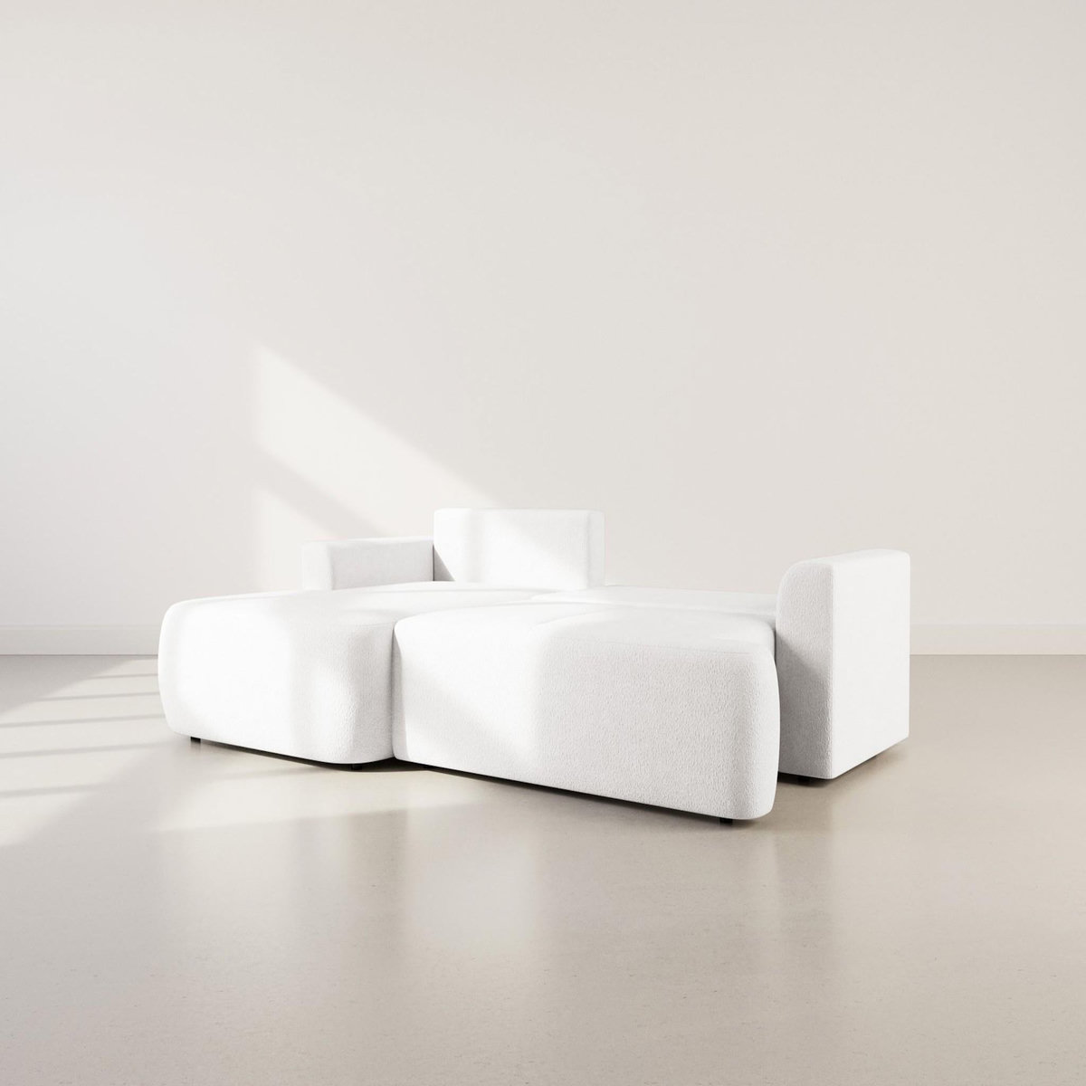 BEST MOBILIER Candela - canapé d'angle gauche 4 places - convertible avec coffre - en tissu bouclette