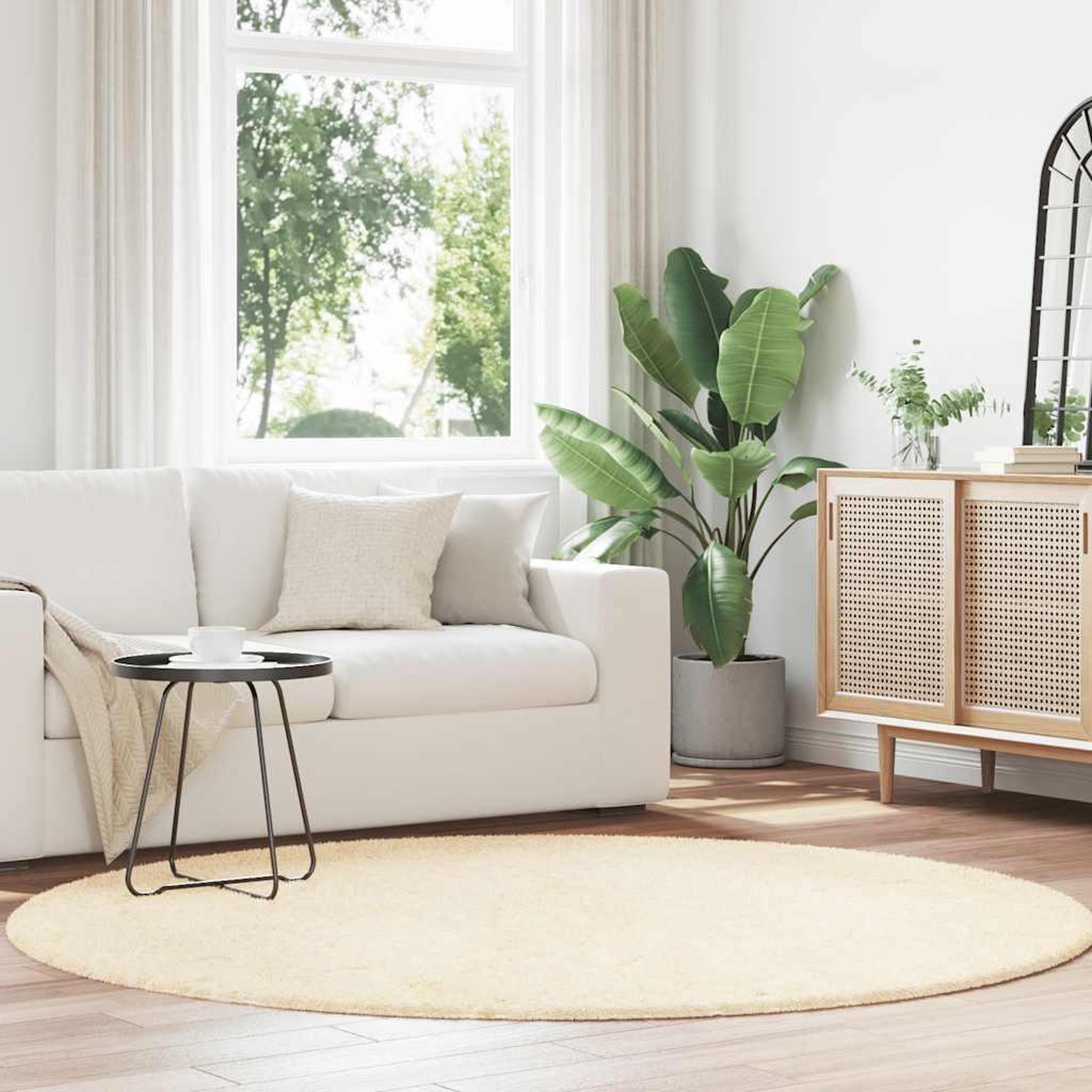 VIDAXL Tapis Shaggy a poils longs NAVARRA creme 200x200 cm polyester