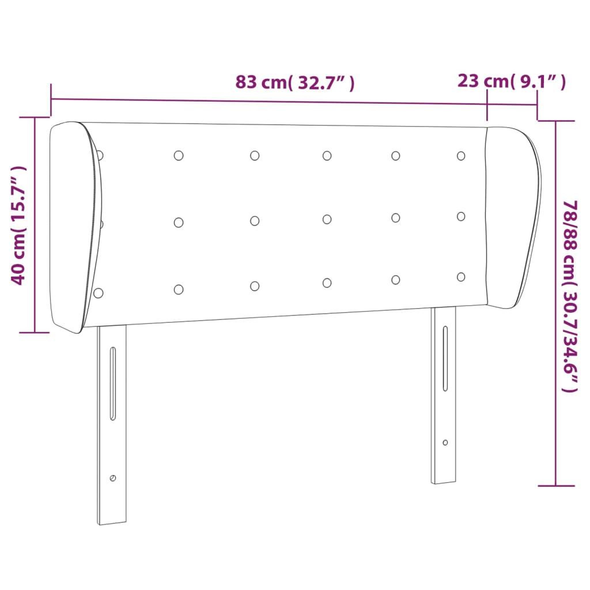 Voir la diapositive 6 : VIDAXL Tete de lit avec oreilles Creme 83x23x78/88 cm Tissu