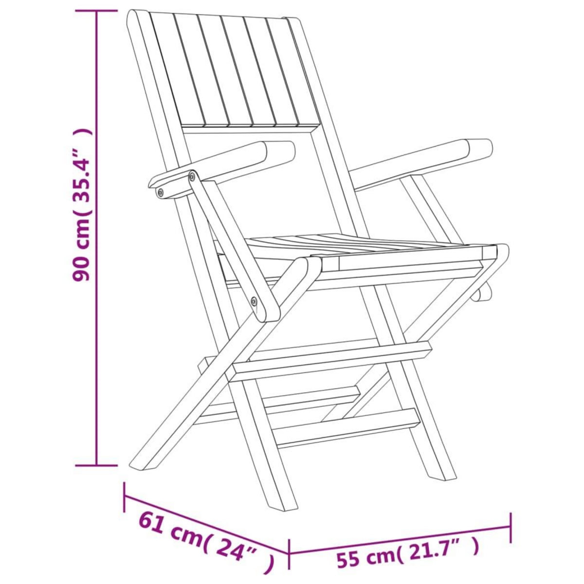 VIDAXL Chaises de jardin pliantes lot de 6 55x61x90cm bois massif teck