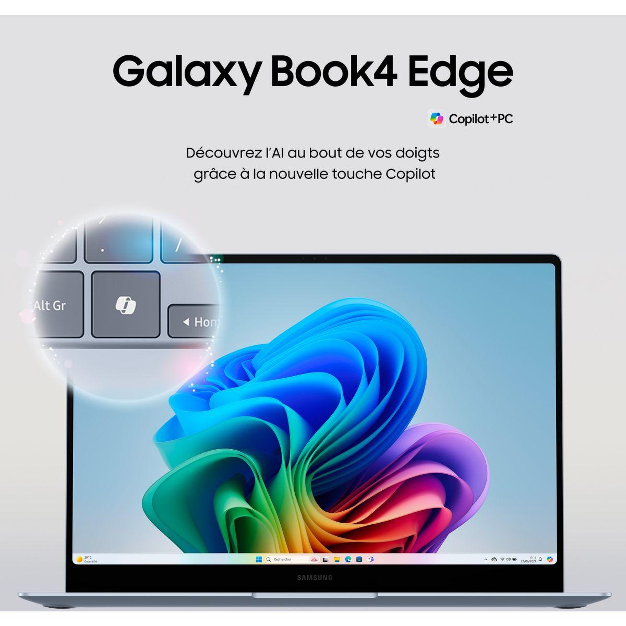 Voir la diapositive 3 : Samsung Ordinateur portable Galaxy Book4 Edge Copilot+ PC 16' Gris