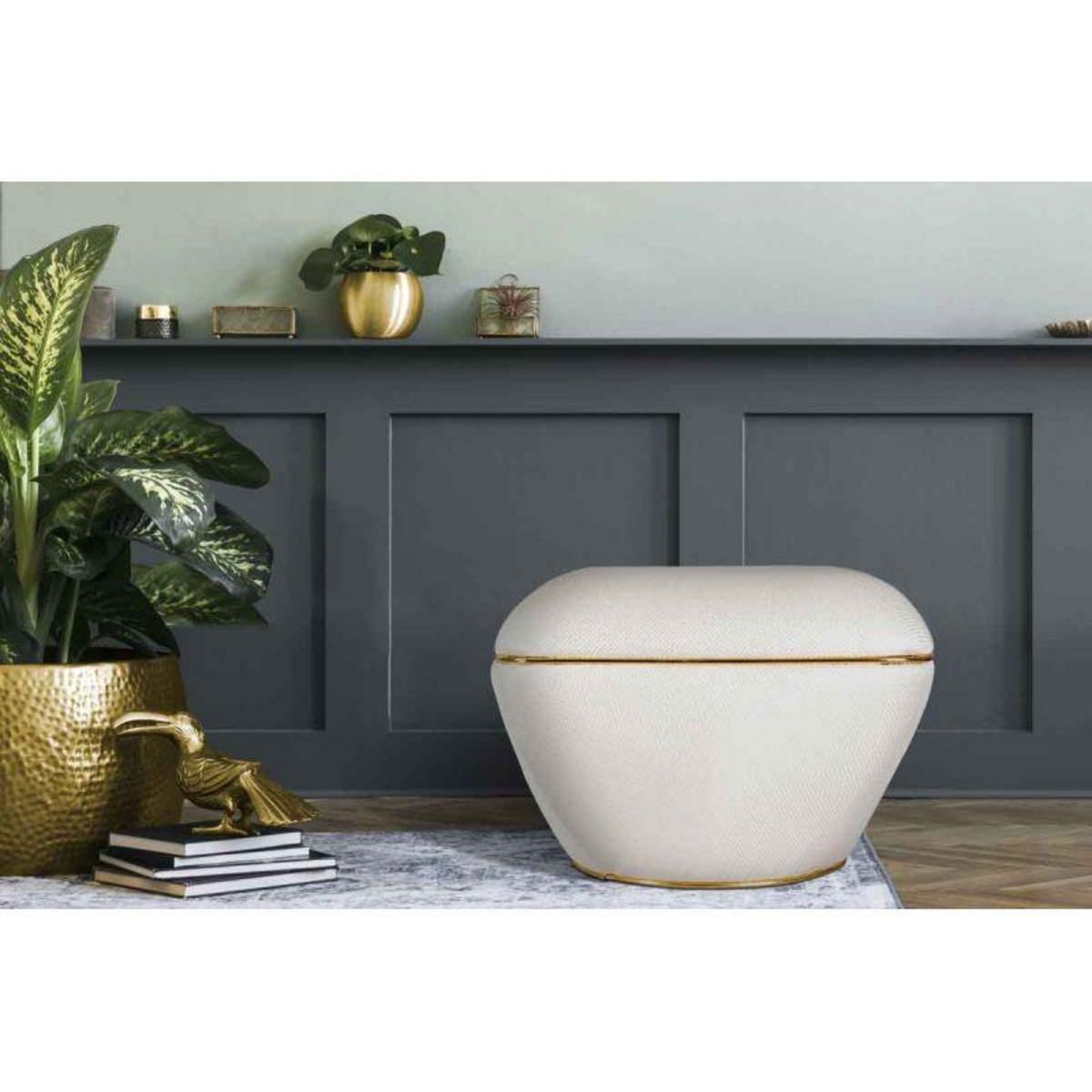 Paris Prix Tabouret Carré  Contessa  60cm Ivoire & Or