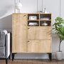 Voir la diapositive 2 : CONCEPT USINE Buffet haut 3 portes et 4 niches couleur chêne 100x125cm EWA