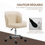 Voir la diapositive 5 : HOMCOM Chaise de bureau design - hauteur réglable, pivotante - piètement acier chromé revêtement effet laine bouclée terre de sienne