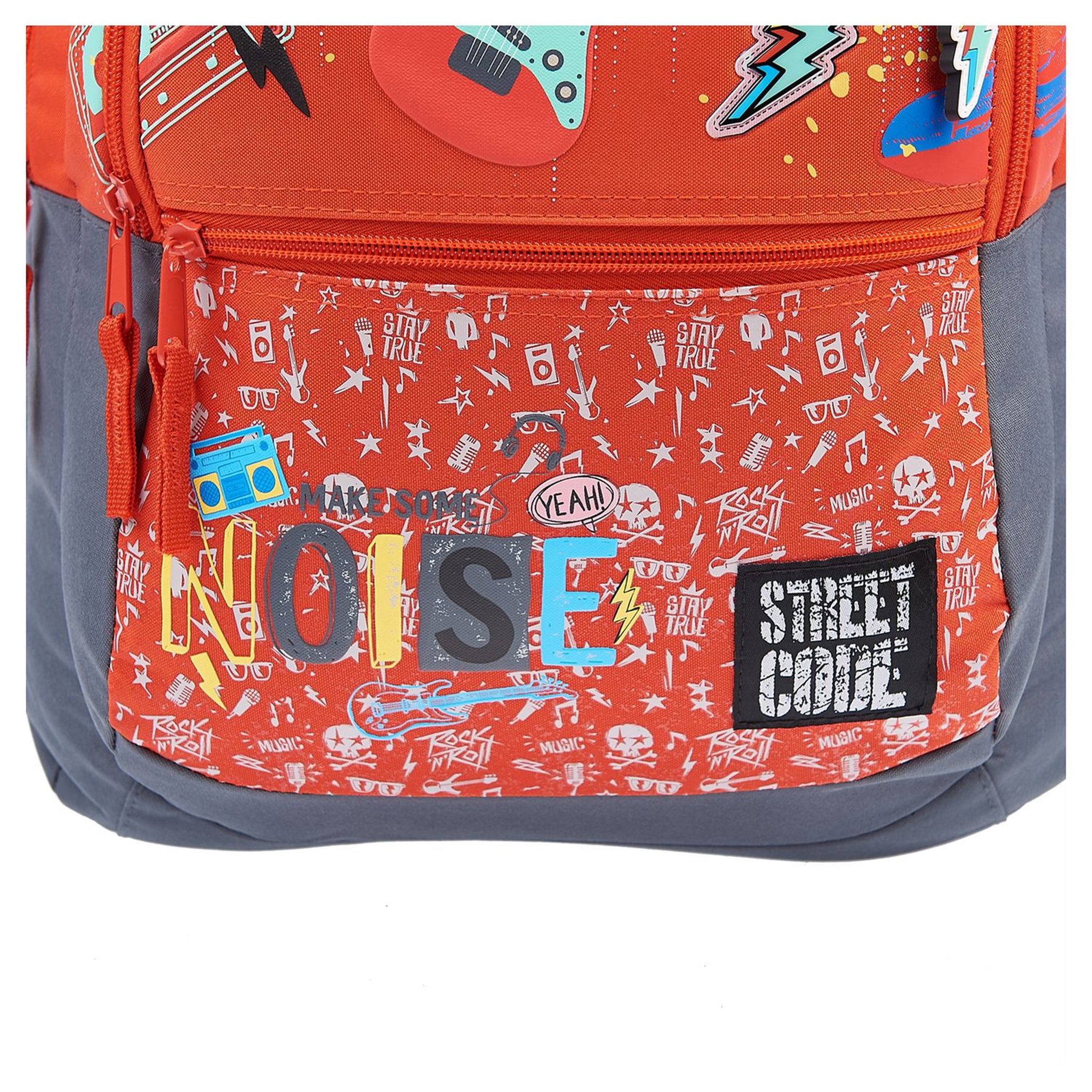 Voir la diapositive 6 : AUCHAN Sac à dos Premium 3 compartiments polyester rouge et gris ROCK & ROLL STREET CODE