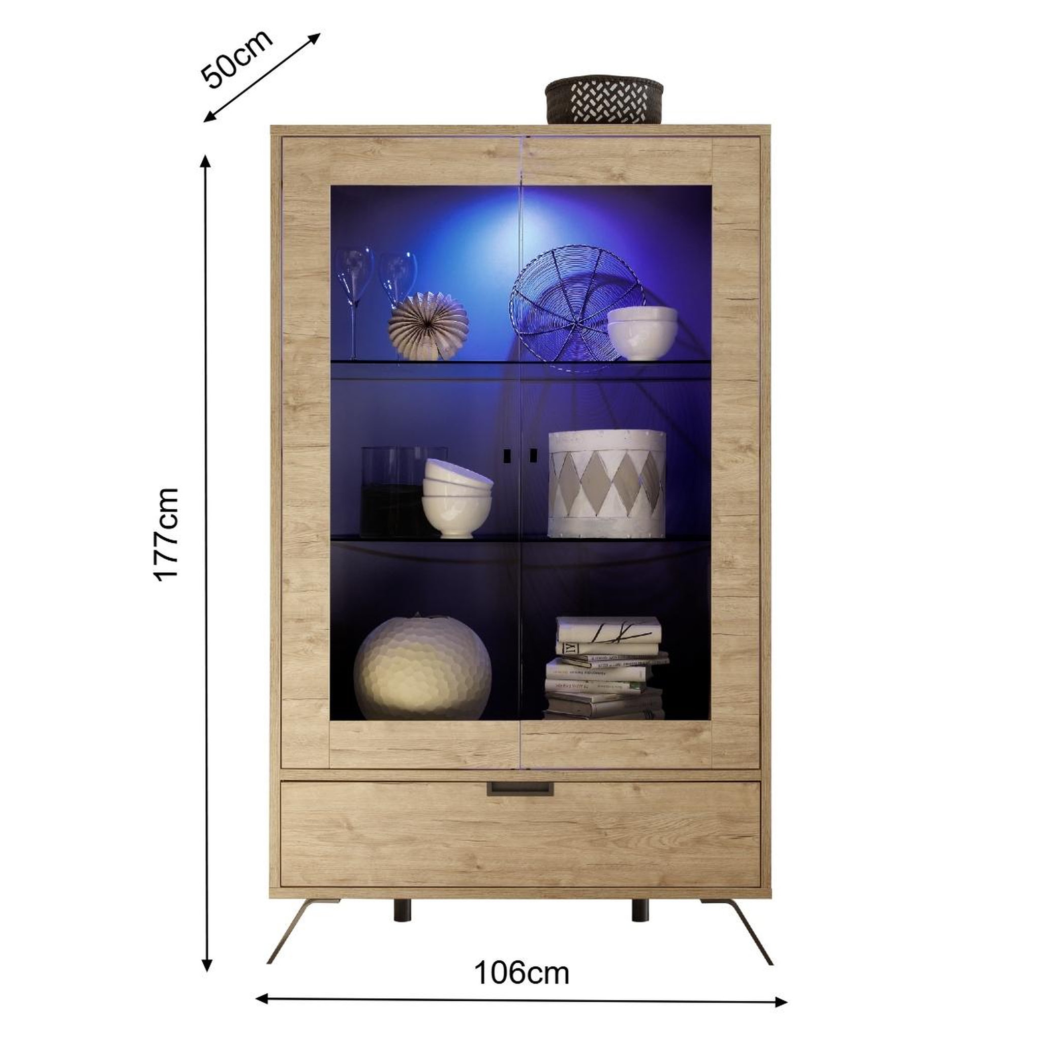 Voir la diapositive 5 : JLC KREATION Vitrine moderne en bois 2 portes vitrées DIANA