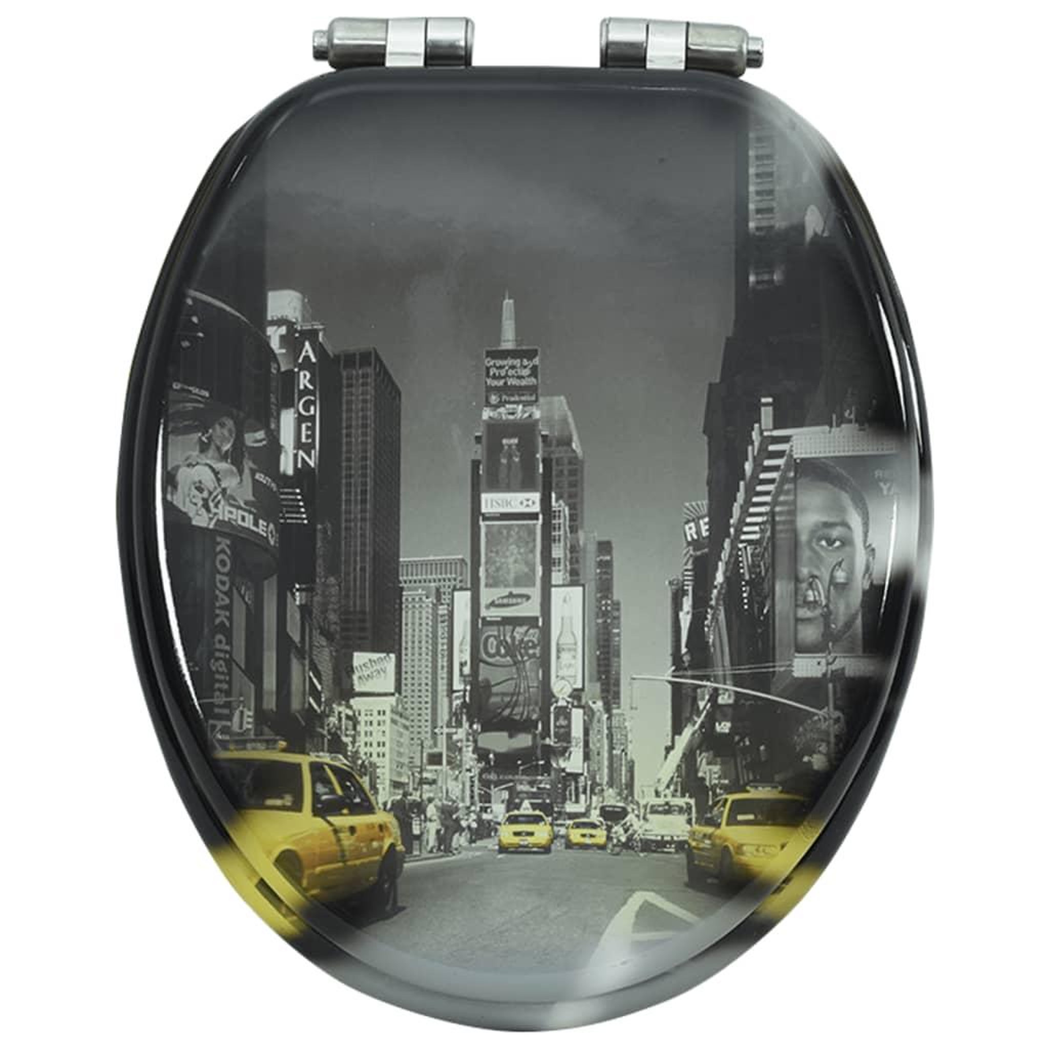 Voir la diapositive 5 : VIDAXL Siege WC MDF Couvercle a fermeture en douceur Design New York