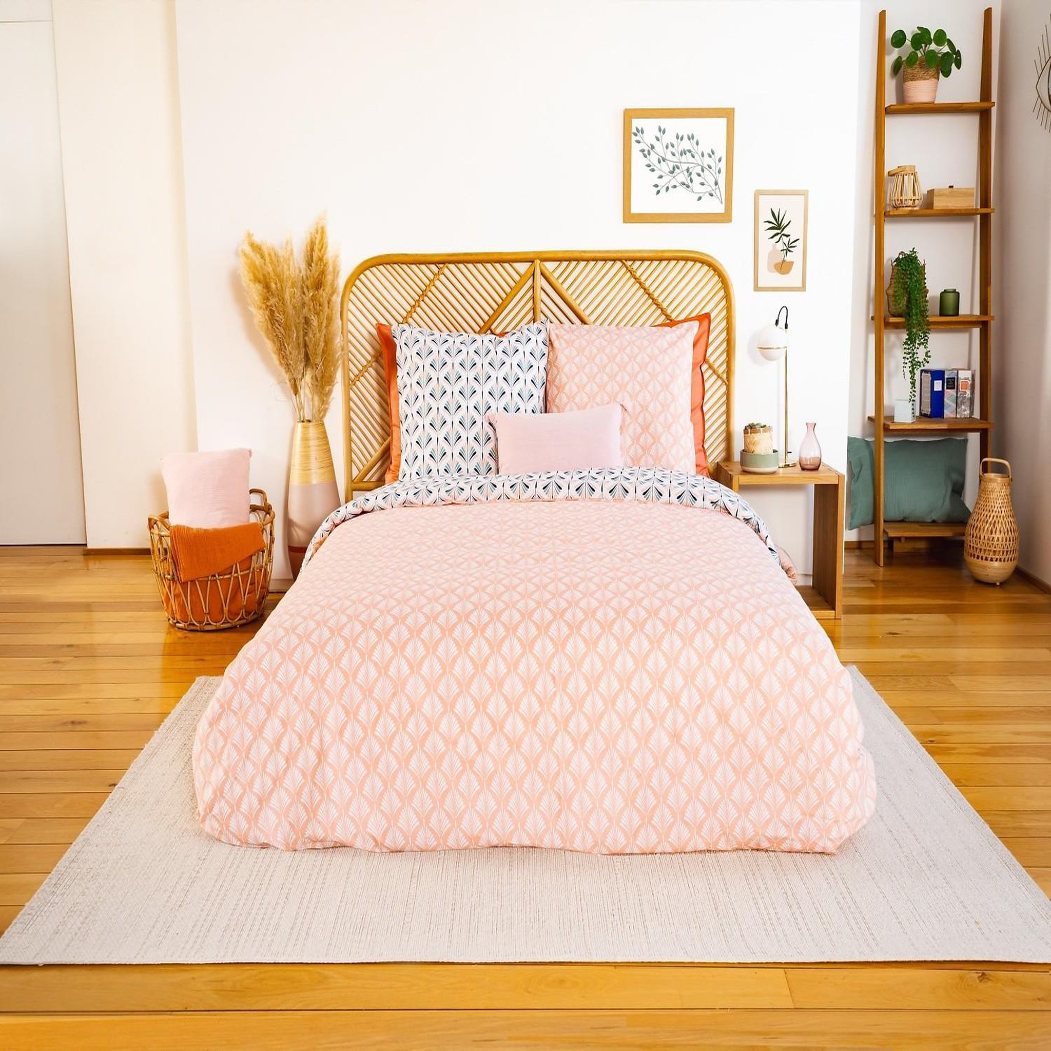 Home collection Parure housse de couette 100% coton bci adouci 57 fils mig - volea. Coloris disponibles : Rose