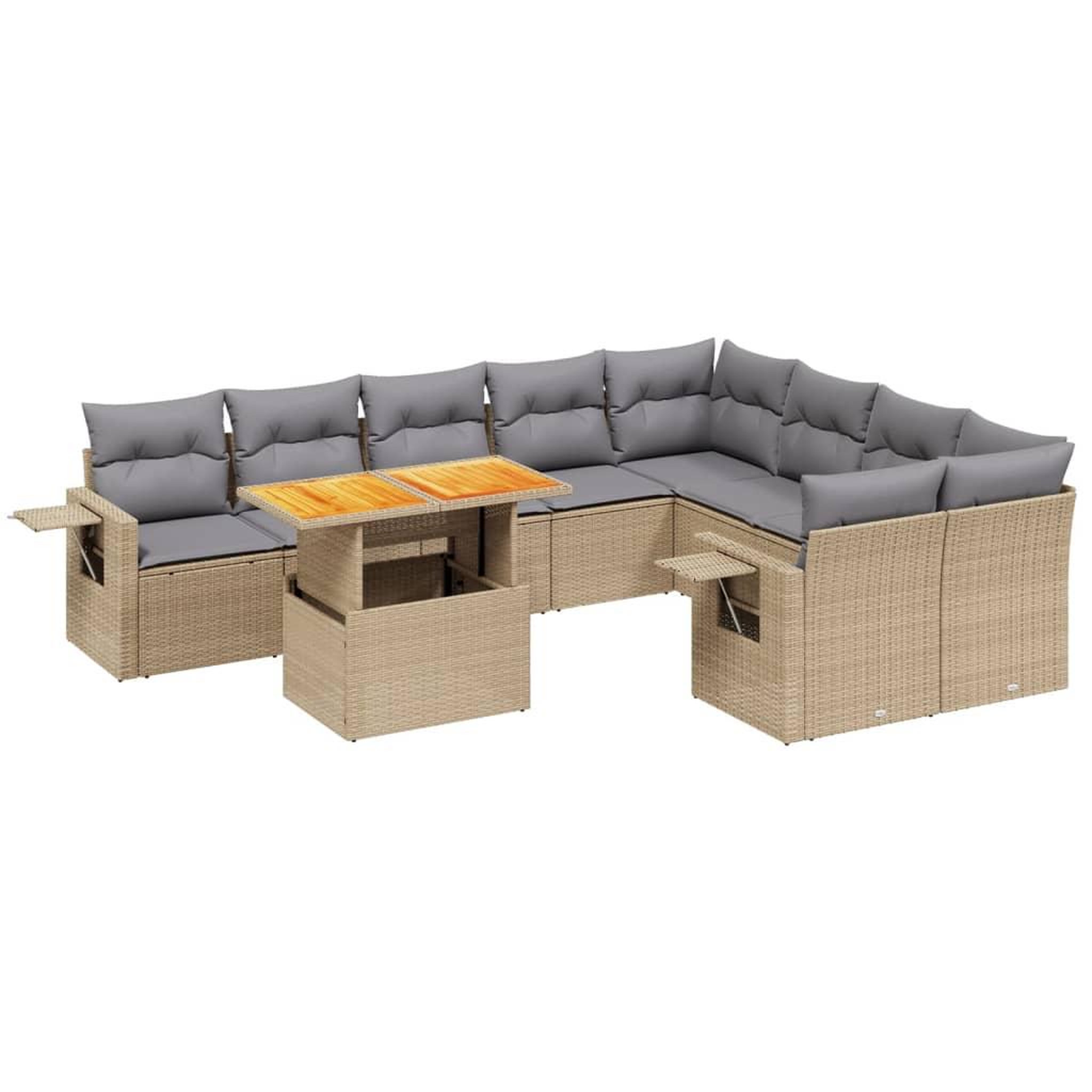 Voir la diapositive 2 : VIDAXL Salon de jardin avec coussins 10 pcs beige resine tressee