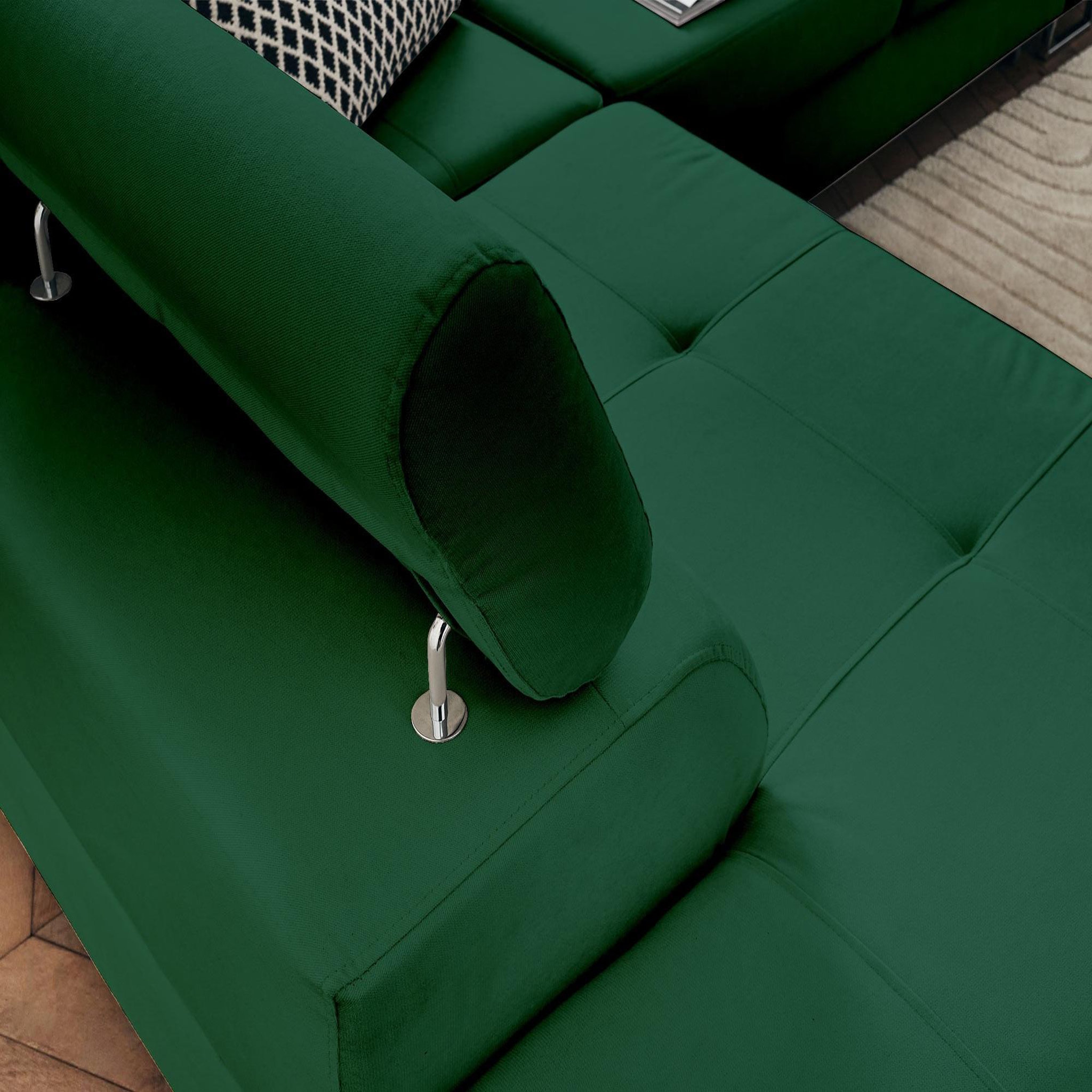 Voir la diapositive 4 : BEST MOBILIER Pablo - canapé d'angle gauche - 5 places - convertible avec coffre et têtières réglables - en velours