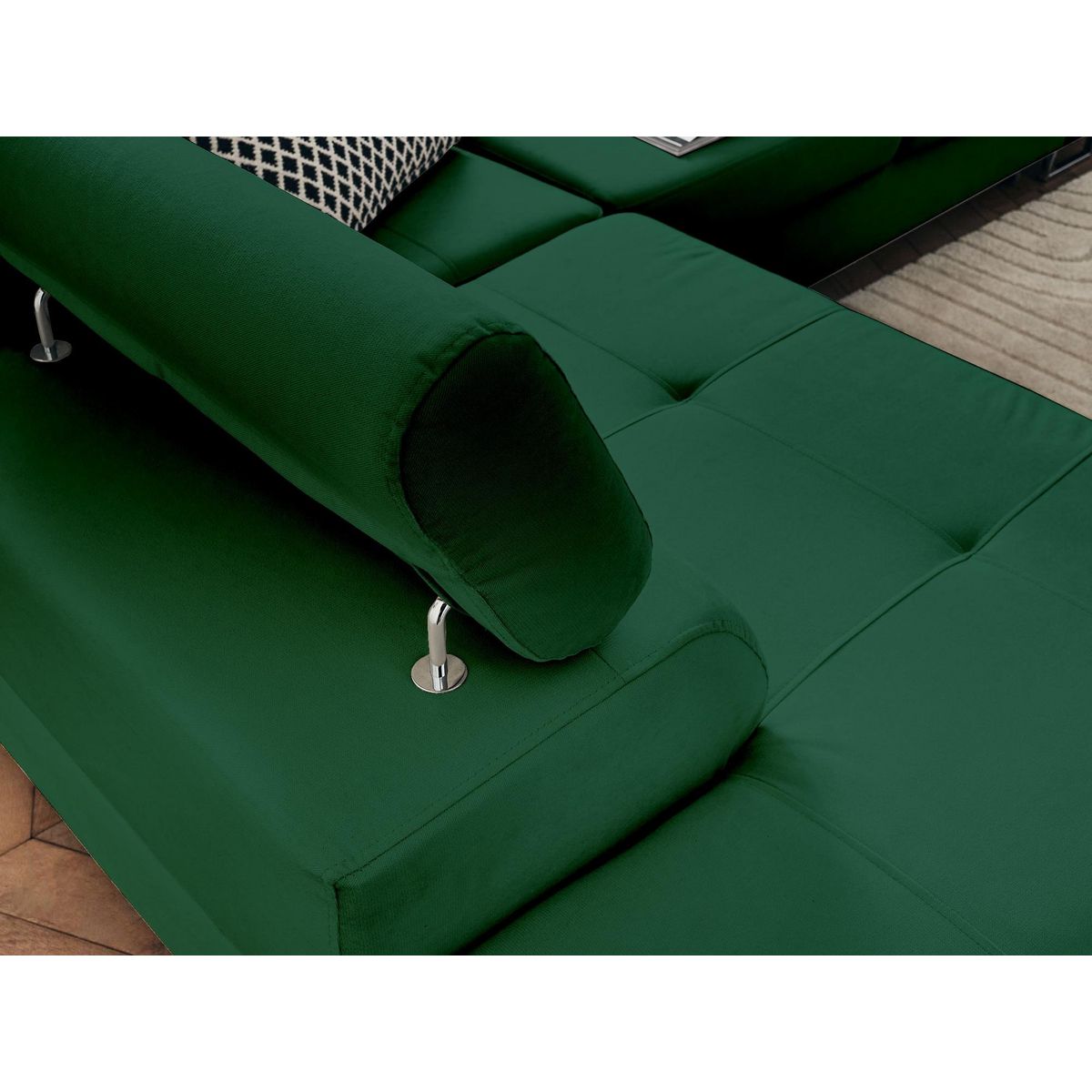 BEST MOBILIER Pablo - canapé d'angle gauche - 5 places - convertible avec coffre et têtières réglables - en velours