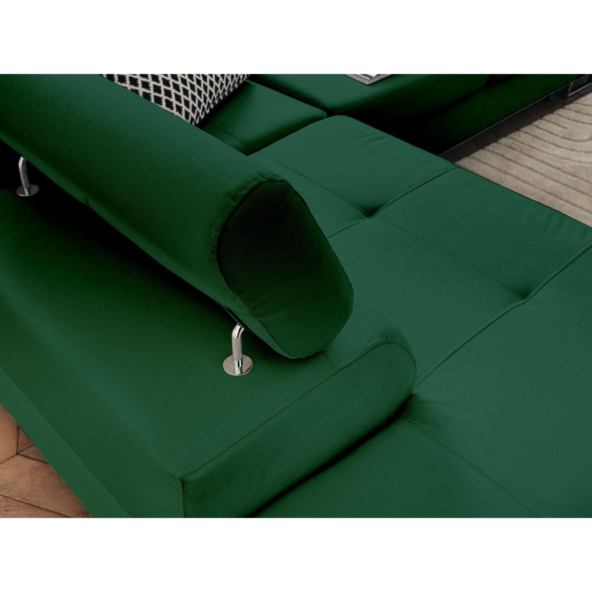 BEST MOBILIER Pablo - canapé d'angle gauche - 5 places - convertible avec coffre et têtières réglables - en velours