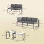 Voir la diapositive 3 : OUTSUNNY Ensemble salon de jardin d'angle 5 places 4 pièces modulables tables basses gigognes acier verre trempé noir gris
