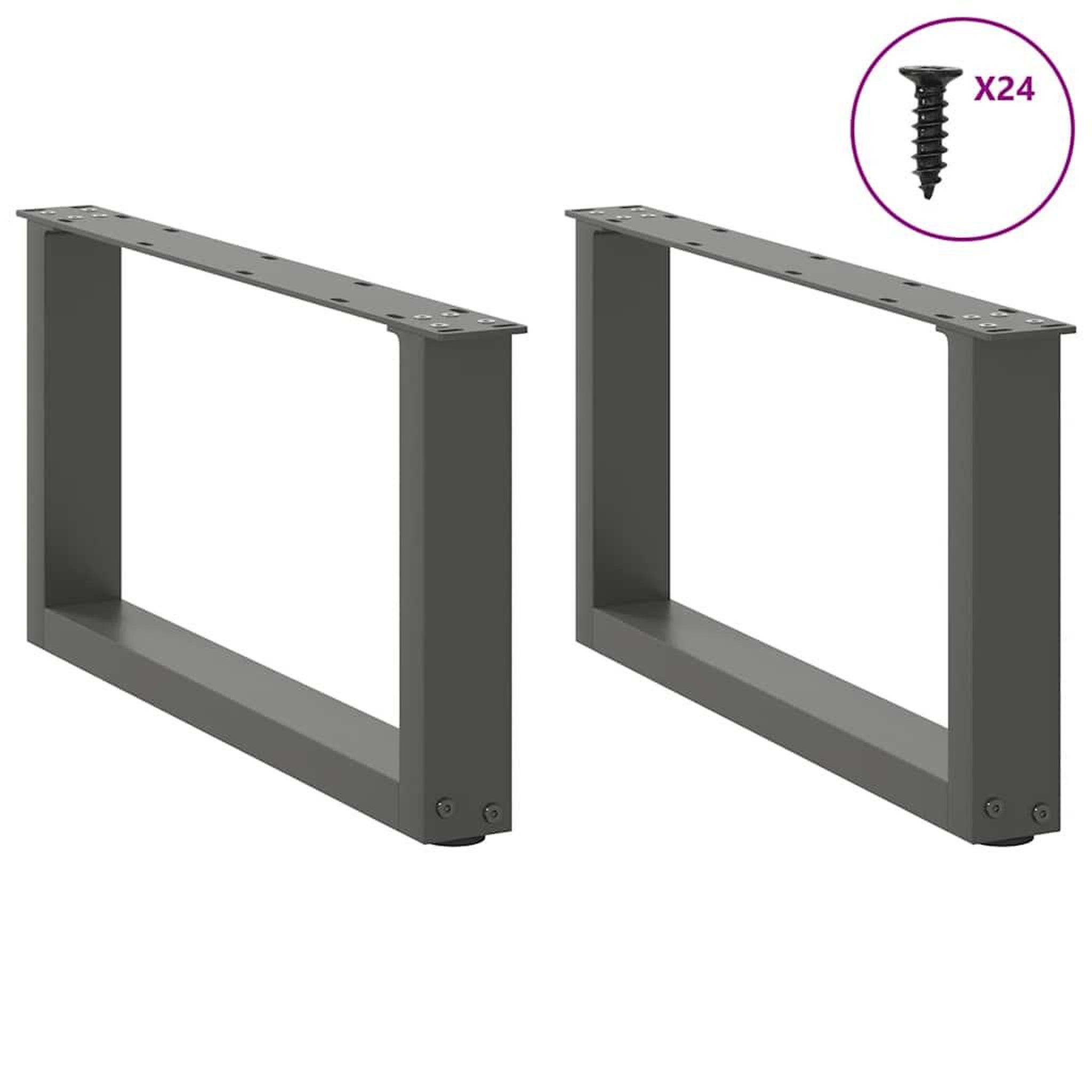 Voir la diapositive 3 : VIDAXL Pieds de table basse forme de U 2 pcs anthracite 60x(30-31) cm