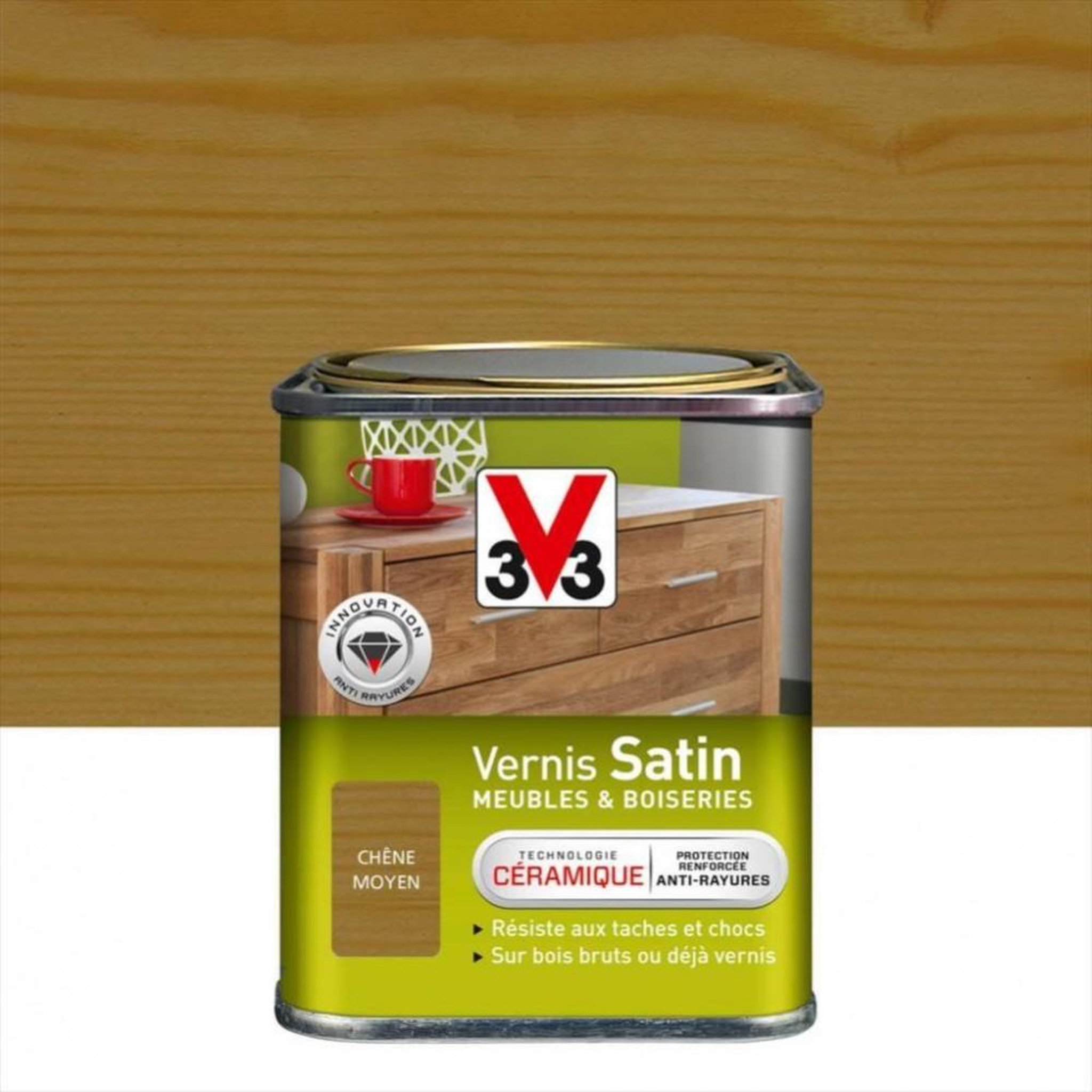 CENTRALE BRICO Vernis meuble et objet V33, chêne moyen satiné, 0.25l