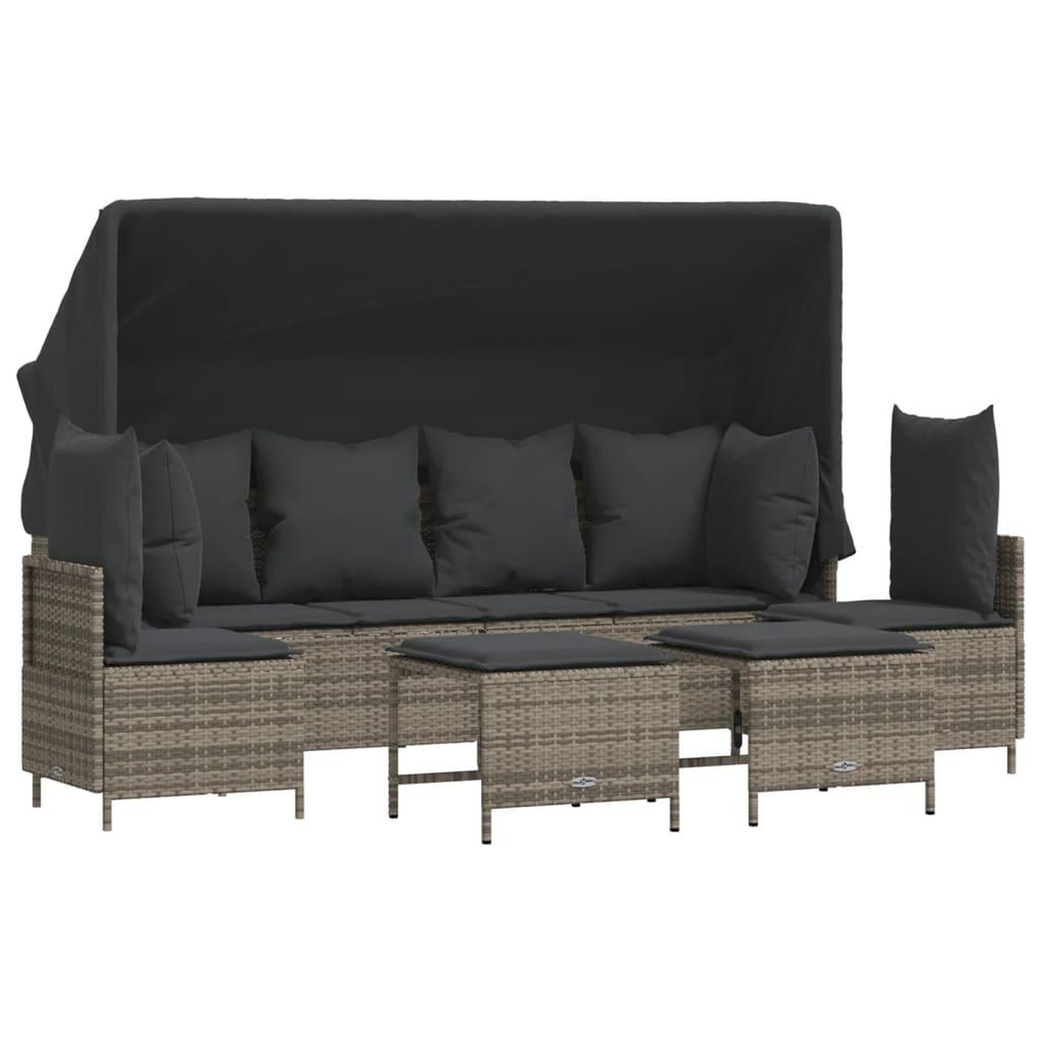 Voir la diapositive 2 : VIDAXL Salon de jardin 5 pcs avec coussins gris resine tressee