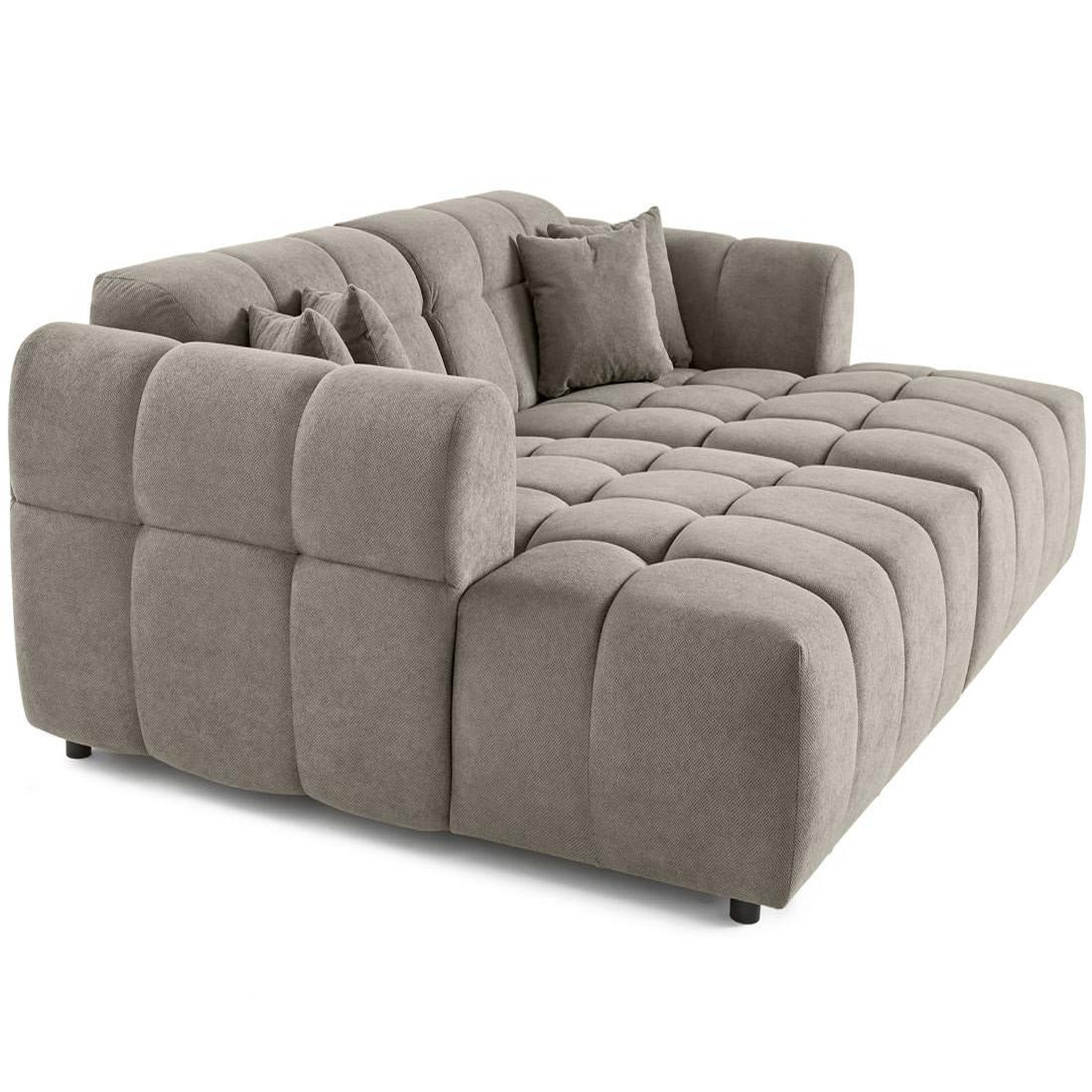 Voir la diapositive 2 : BEST MOBILIER Ray - canapé droit 4 places avec double méridienne - assise profonde - en tissu texturé