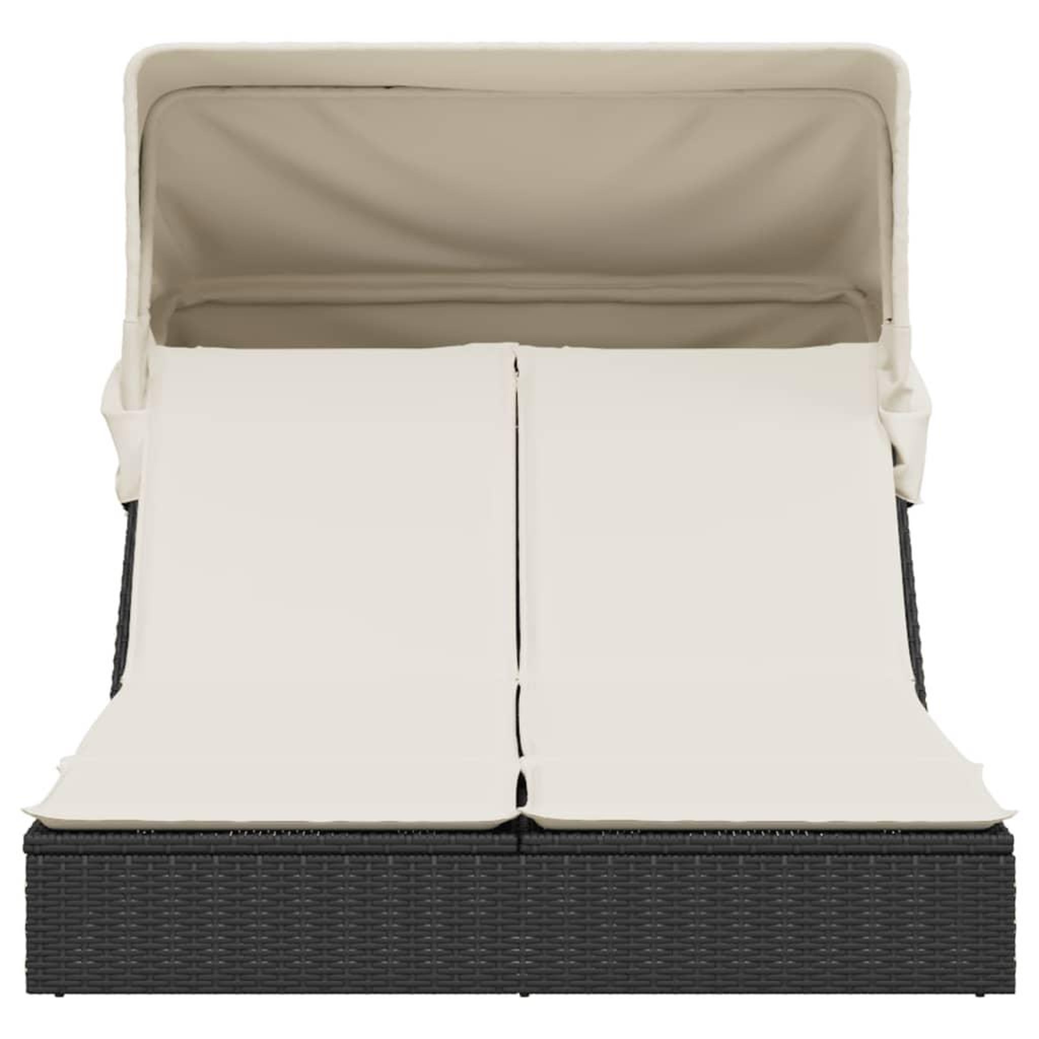 Voir la diapositive 3 : VIDAXL Chaise longue double et auvent et coussins noir resine tressee