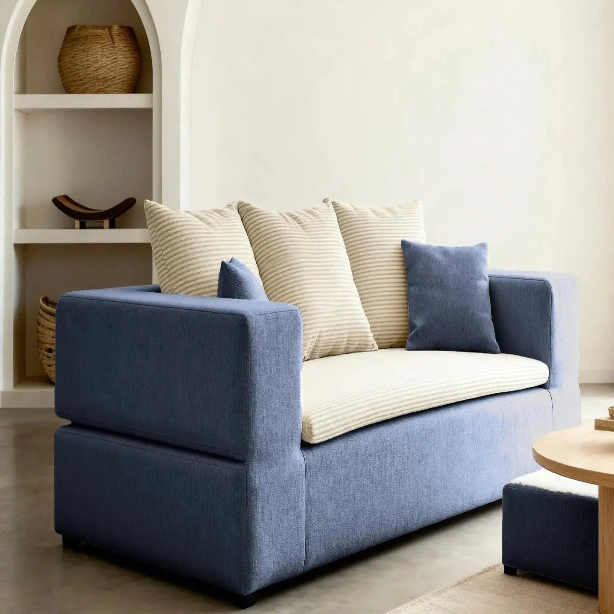 Voir la diapositive 4 : CASANOVA PARIS Ambre - canapé droit convertible bi matière avec deux poufs