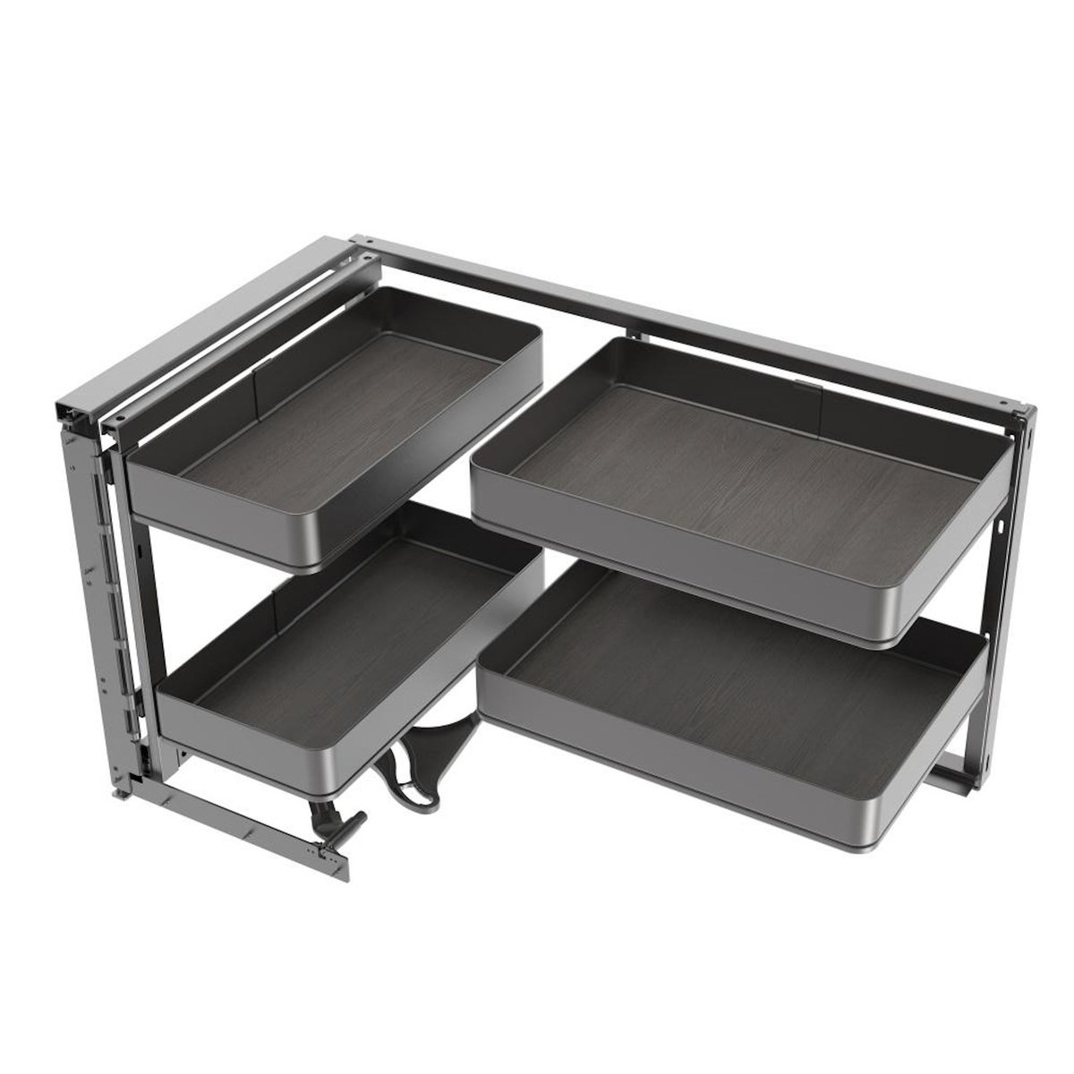 EMUCA SRL Accessoire extractible Harmony pour meuble de cuisine -  Gauche -  Acier et Bois -  Gris anthracite