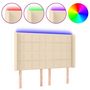 Voir la diapositive 2 : VIDAXL Tete de lit a LED Creme 147x16x118/128 cm Tissu