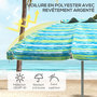 Voir la diapositive 4 : OUTSUNNY Parasol inclinable réglable de plage protection UV50+ Ø190 cm sac et porte-gobelets inclus