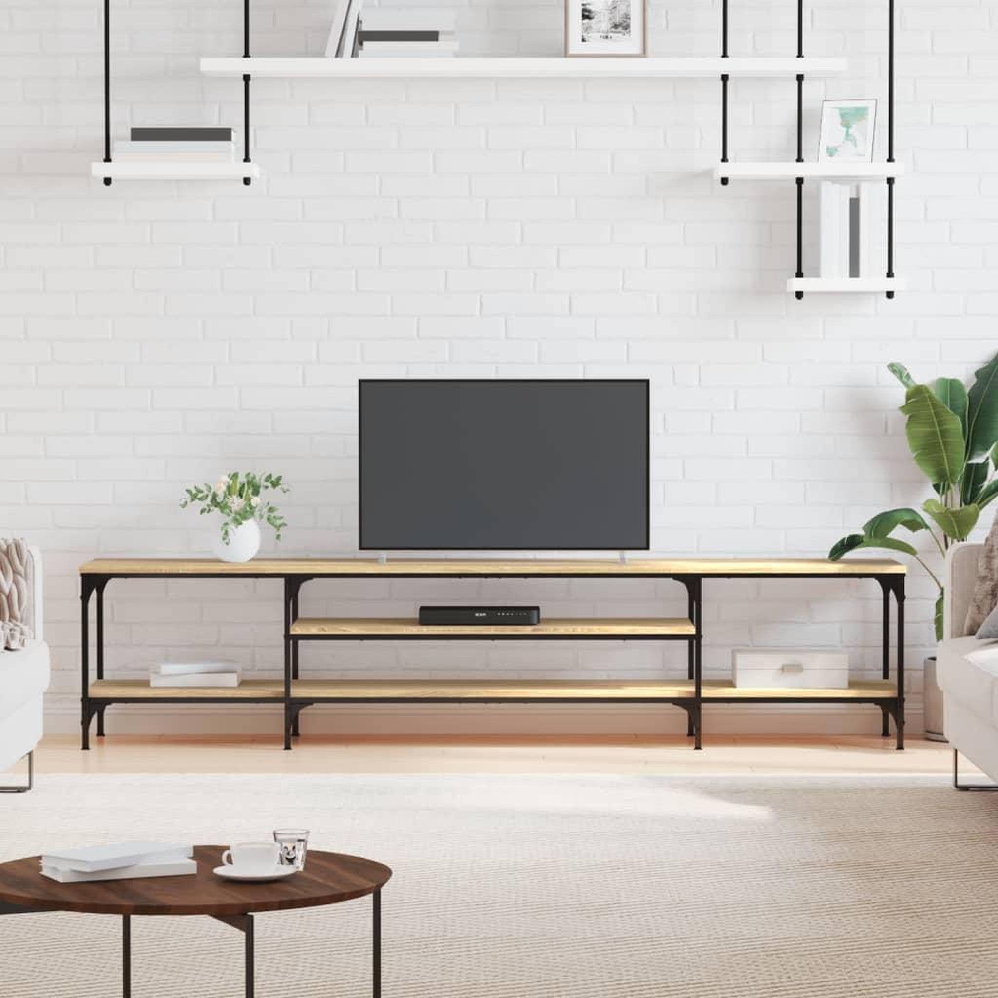 VIDAXL Meuble TV chene sonoma 201x35x45 cm bois d'ingenierie et fer