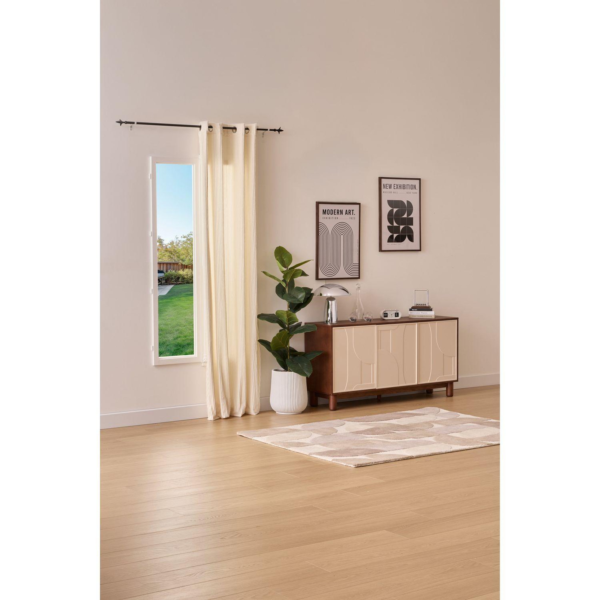 Voir la diapositive 2 : ATMOSPHERA Rideau en velours côtelé flanelle arum - 140 x 260 cm - ecru