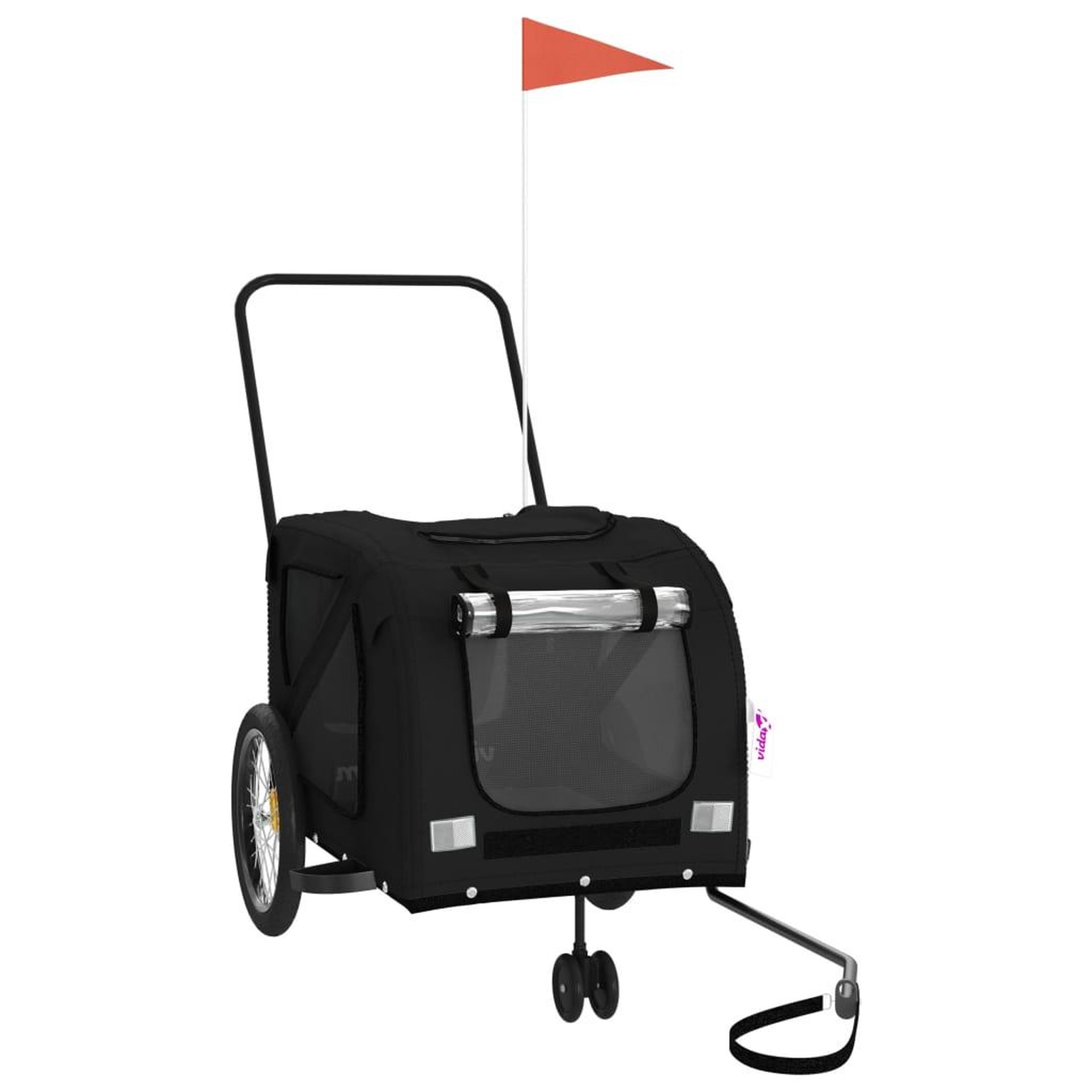 Voir la diapositive 2 : VIDAXL Remorque de velo pour animaux de compagnie noir