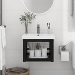 VIDAXL Cadre de lavabo de salle de bain mural Noir 40x38x31 cm Fer