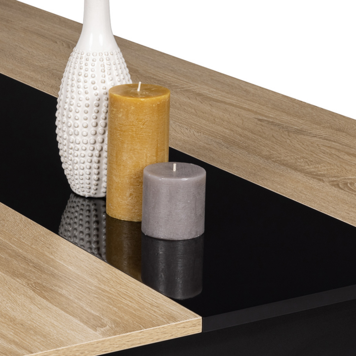 ID MARKET Table à manger rectangle GEORGIA 8 personnes noire et imitation hêtre 160 x 90 cm