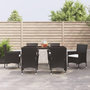 Voir la diapositive 1 : VIDAXL Ensemble a manger de jardin coussins 7pcs Noir Resine tressee