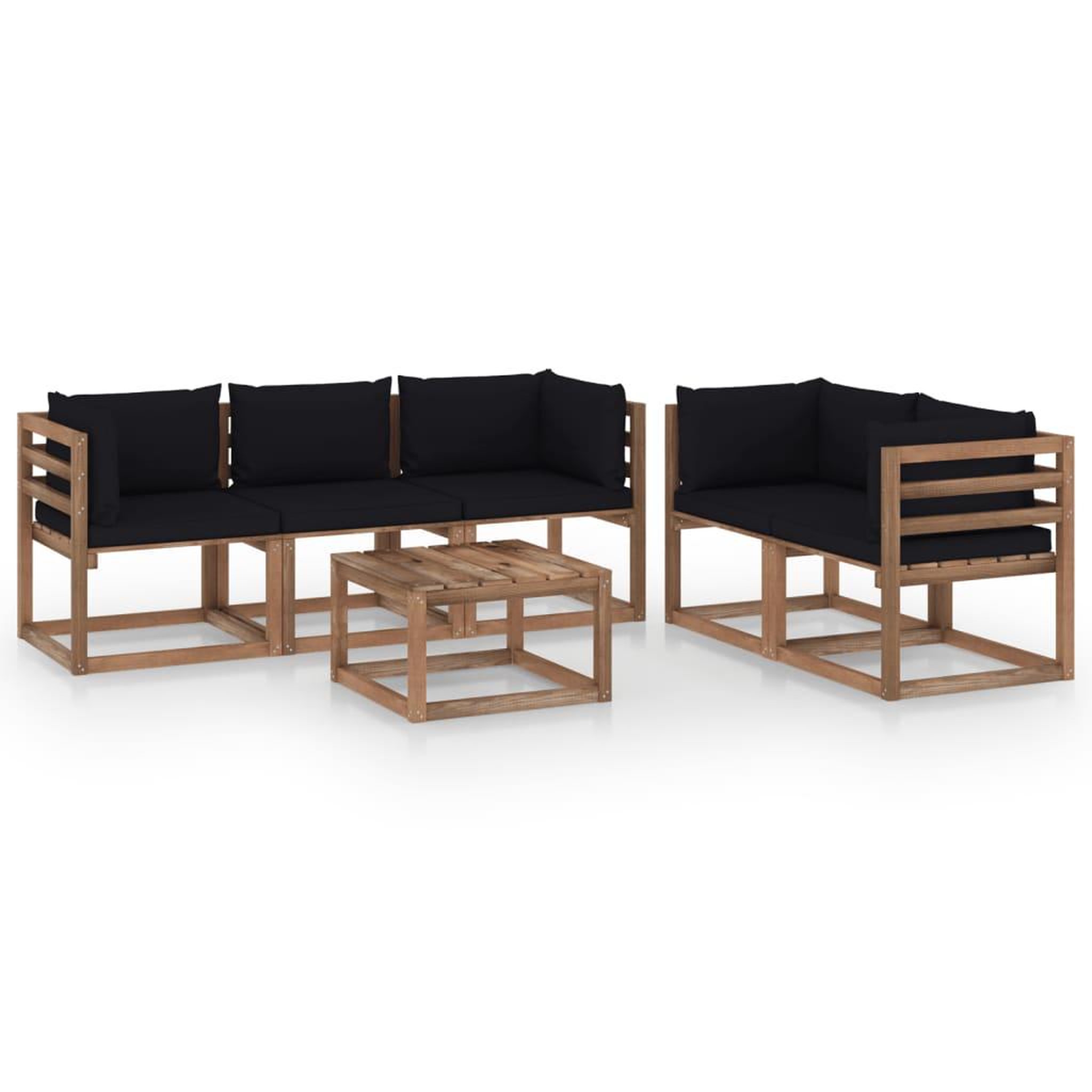 Voir la diapositive 1 : VIDAXL Salon de jardin 6 pcs avec coussins noir