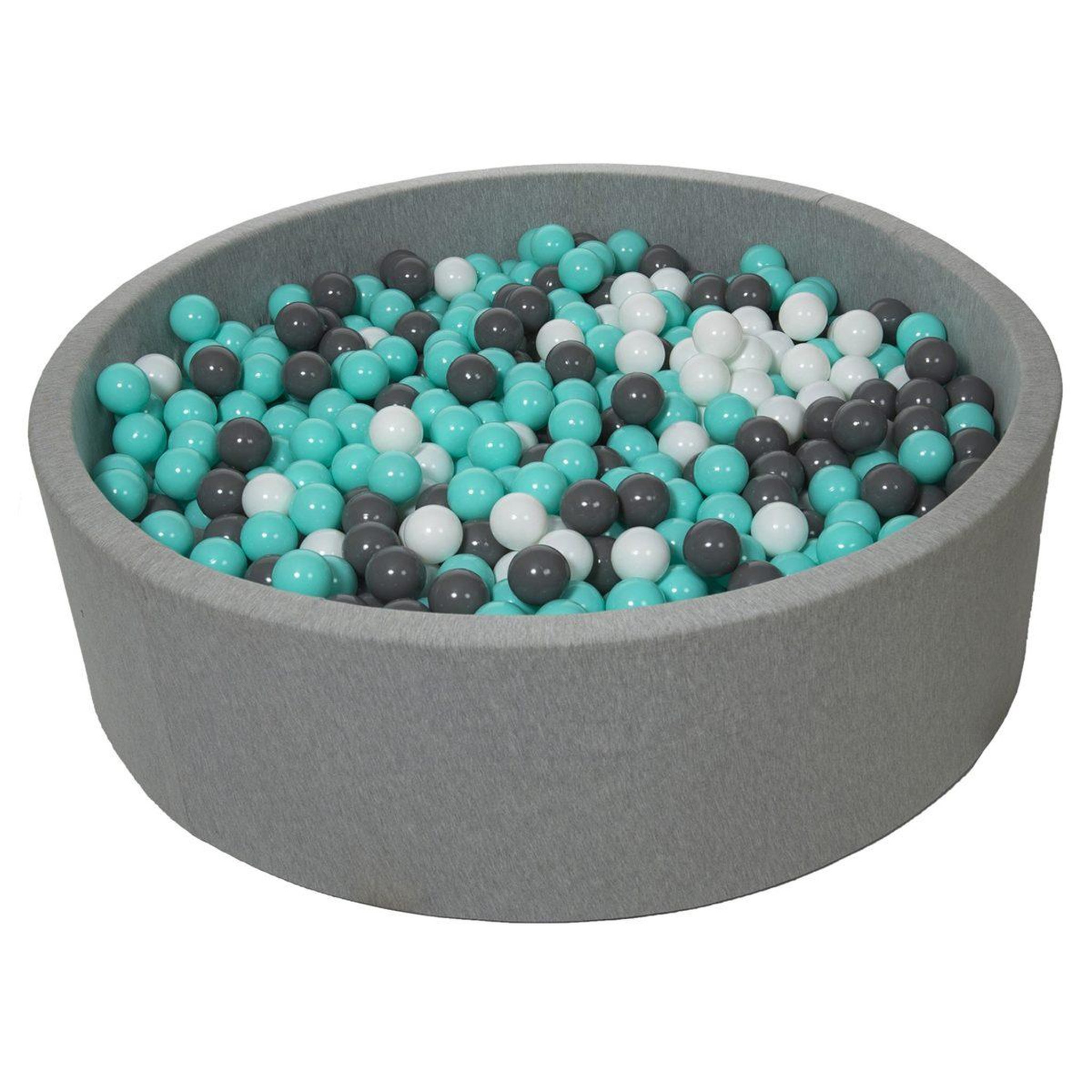 VELINDA Piscine à balles pour enfant, diamètre env.125 cm + 1200 balles blanc, gris, turquoise