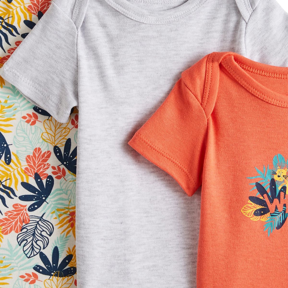 INEXTENSO Lot de 3 bodies manches courtes jungle bébé garçon