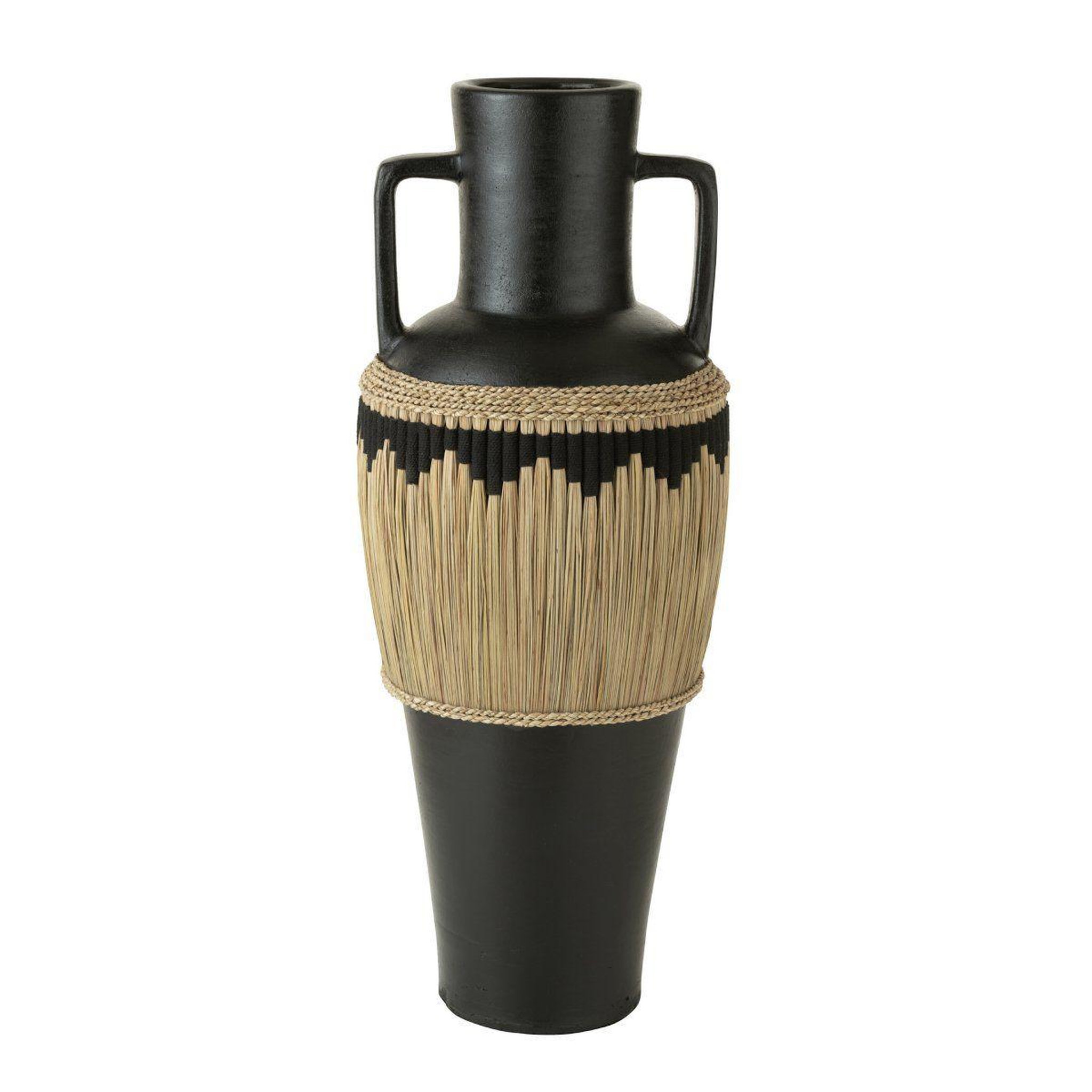 J-LINE Vase amphore design  herbes  100cm noir