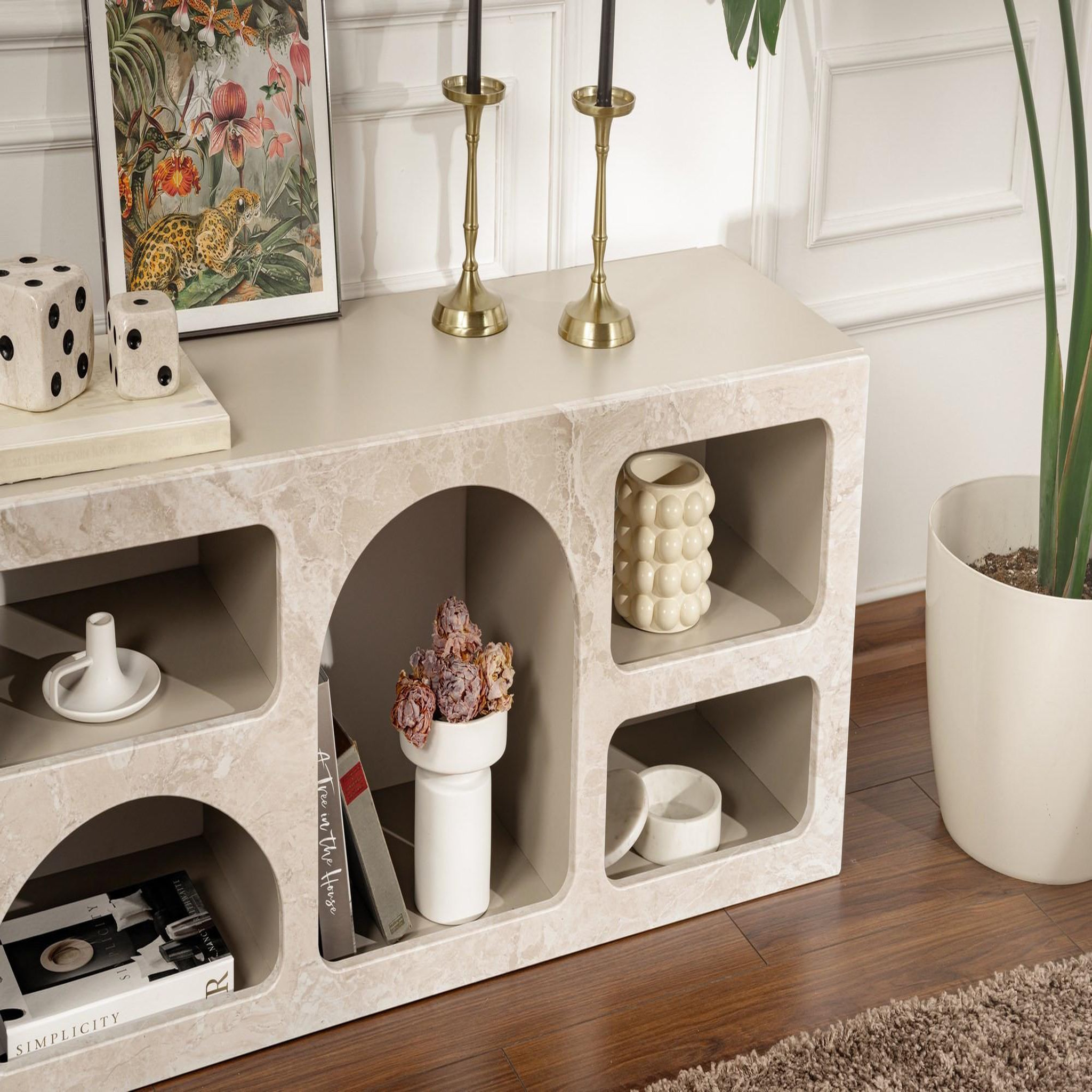 Voir la diapositive 4 : Habitat et Jardin Buffet en bois  ferlis  - 160 x 40 x 51 cm - travertin