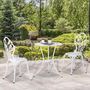 Voir la diapositive 4 : OUTSUNNY Ensemble salon de jardin 2 places 2 chaises + table ronde fonte d'aluminium imitation fer forgé blanc