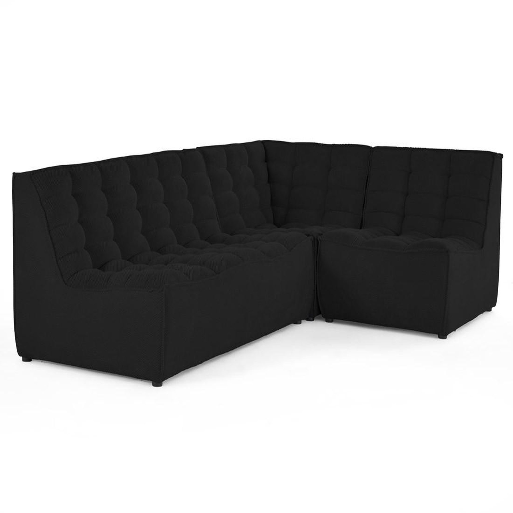 Voir la diapositive 5 : LISA DESIGN Ellie - canapé modulable d'angle réversible 4 places en velours texturé