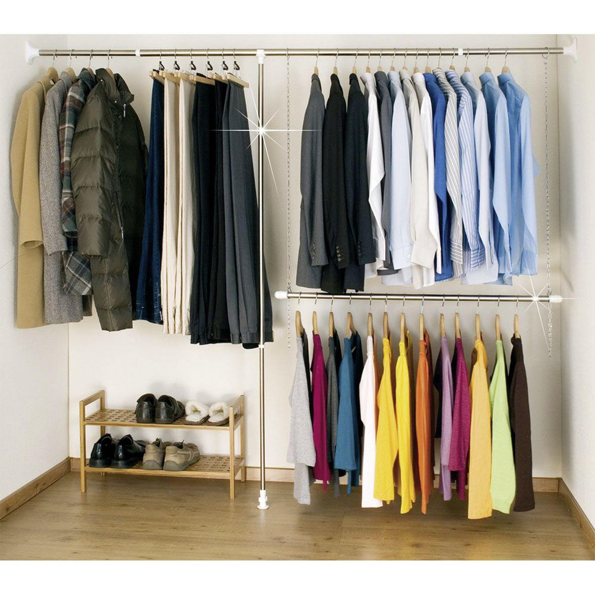 Voir la diapositive 3 : Wenko Penderie ouverte télescopique - l. 150 / 245 cm - acier