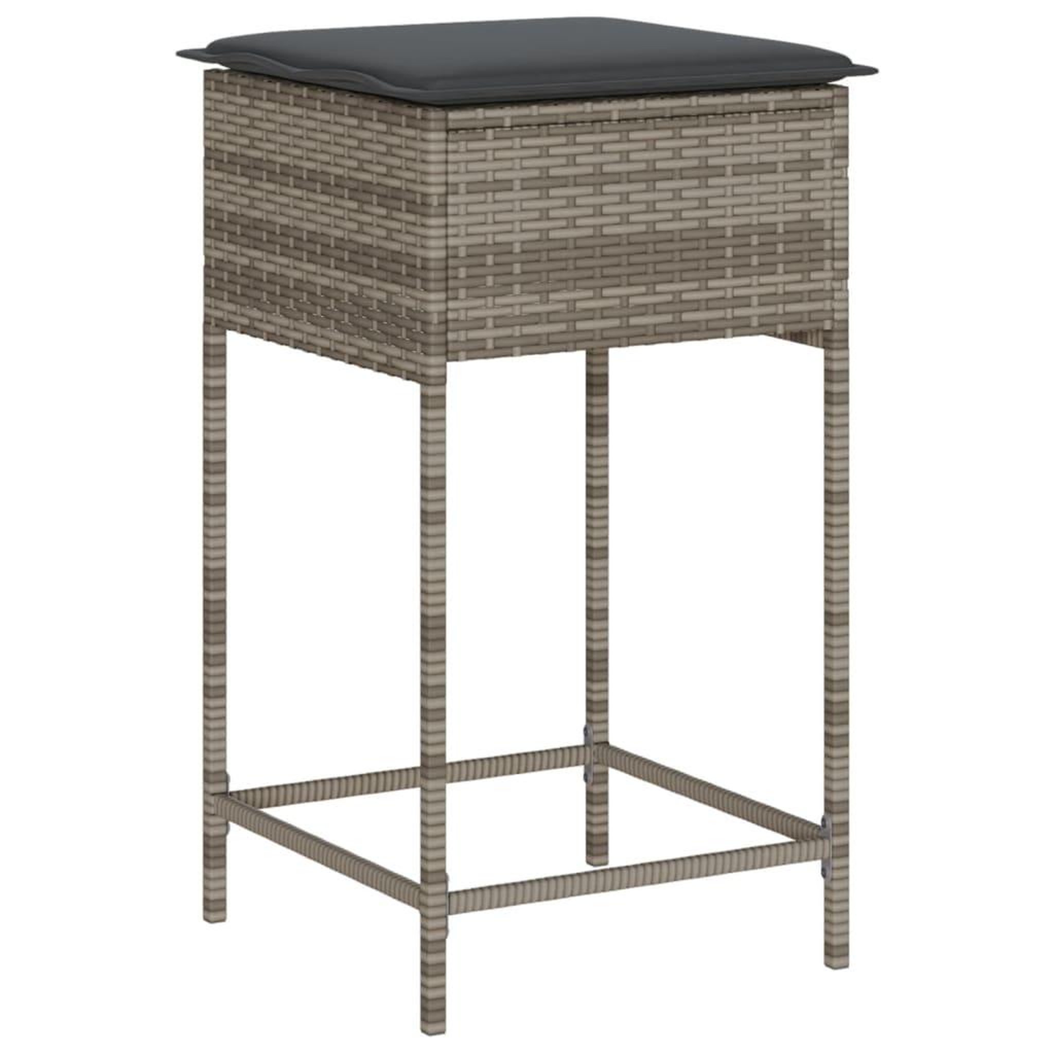 Voir la diapositive 4 : VIDAXL Ensemble de bar de jardin 3 pcs et coussins gris resine tressee