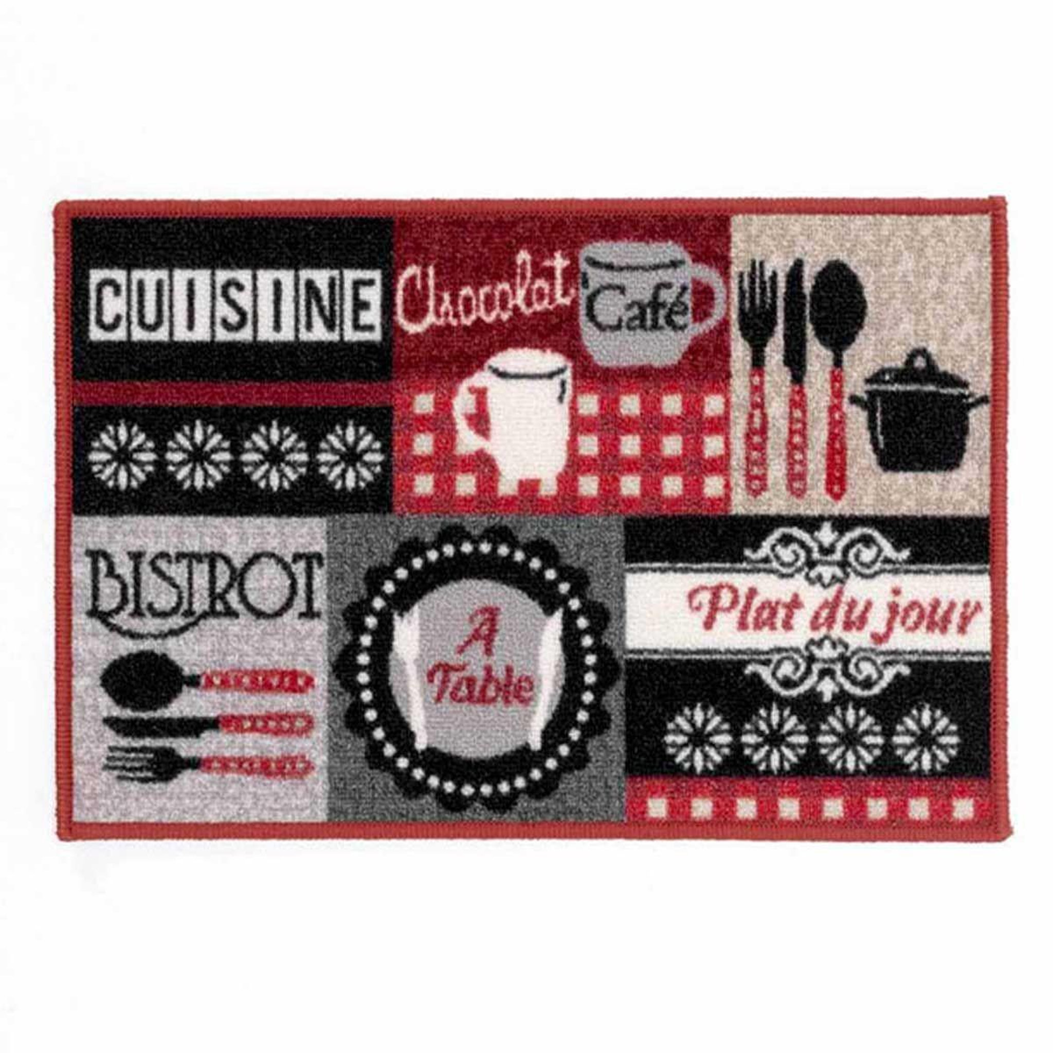 Douceur d'Intérieur Tapis de cuisine  digital menu  40x60cm rouge