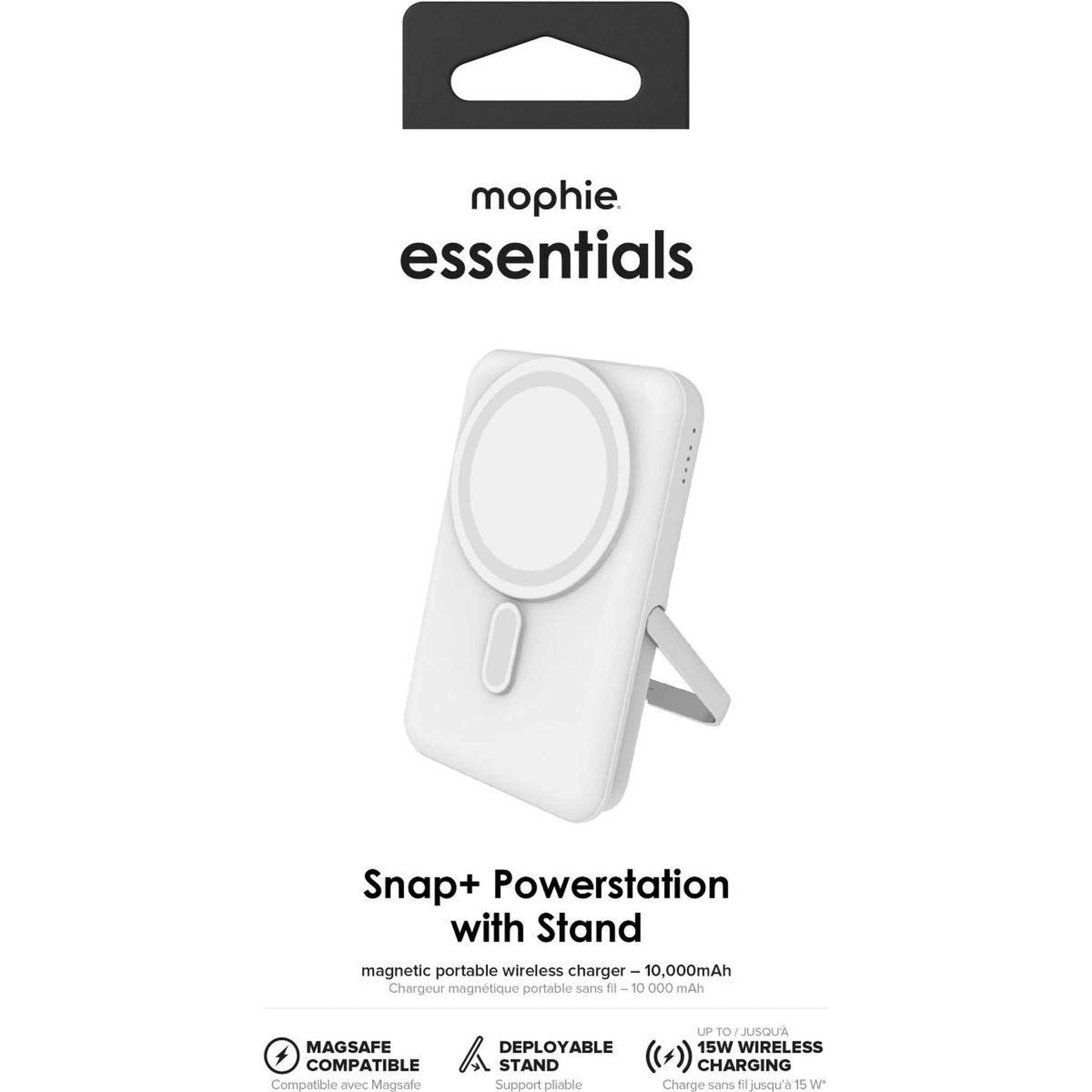 Mophie Batterie externe 10000 mah magsafe blanc avec support