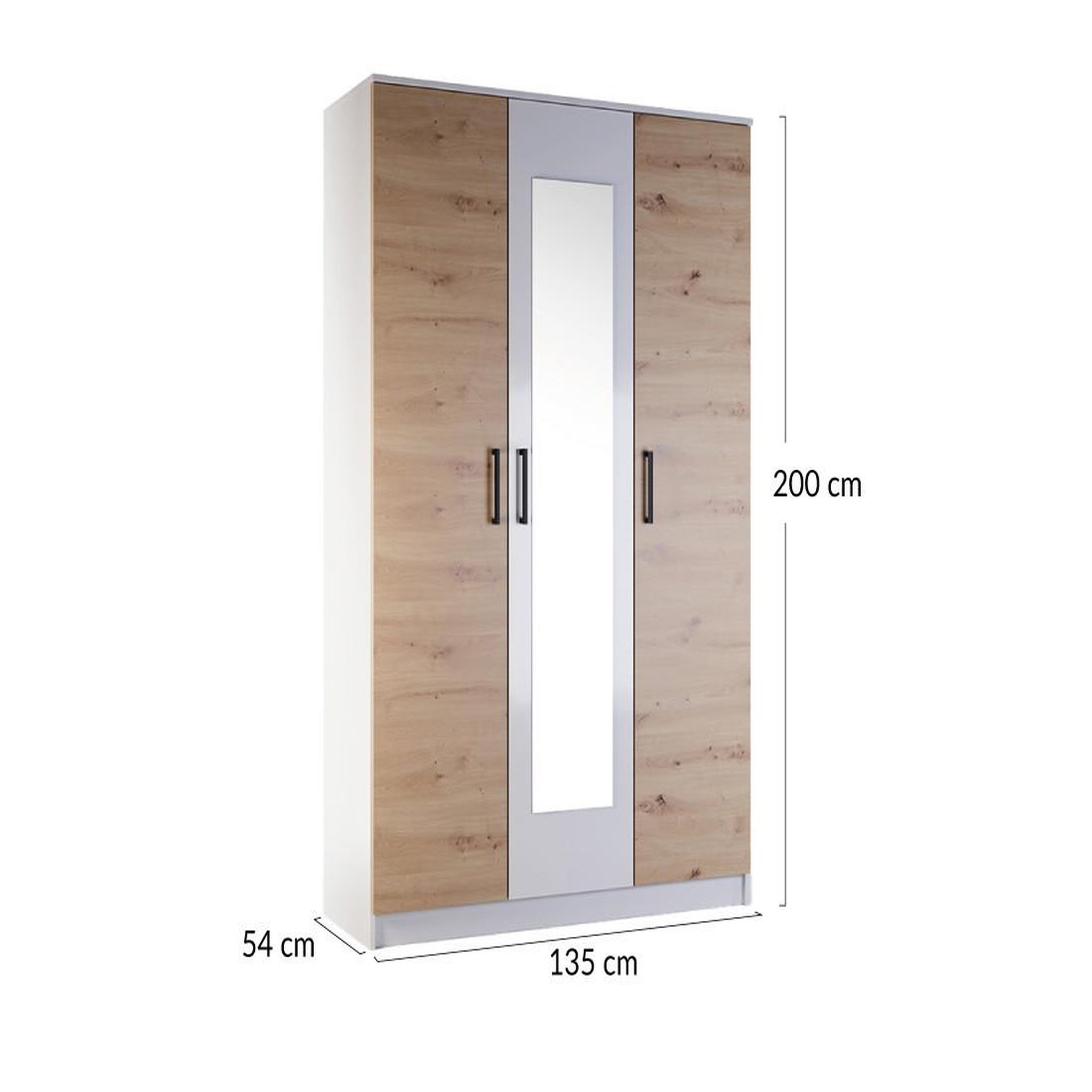 Voir la diapositive 4 : BEST MOBILIER Hayato - armoire - effet bois et blanc - 135 cm