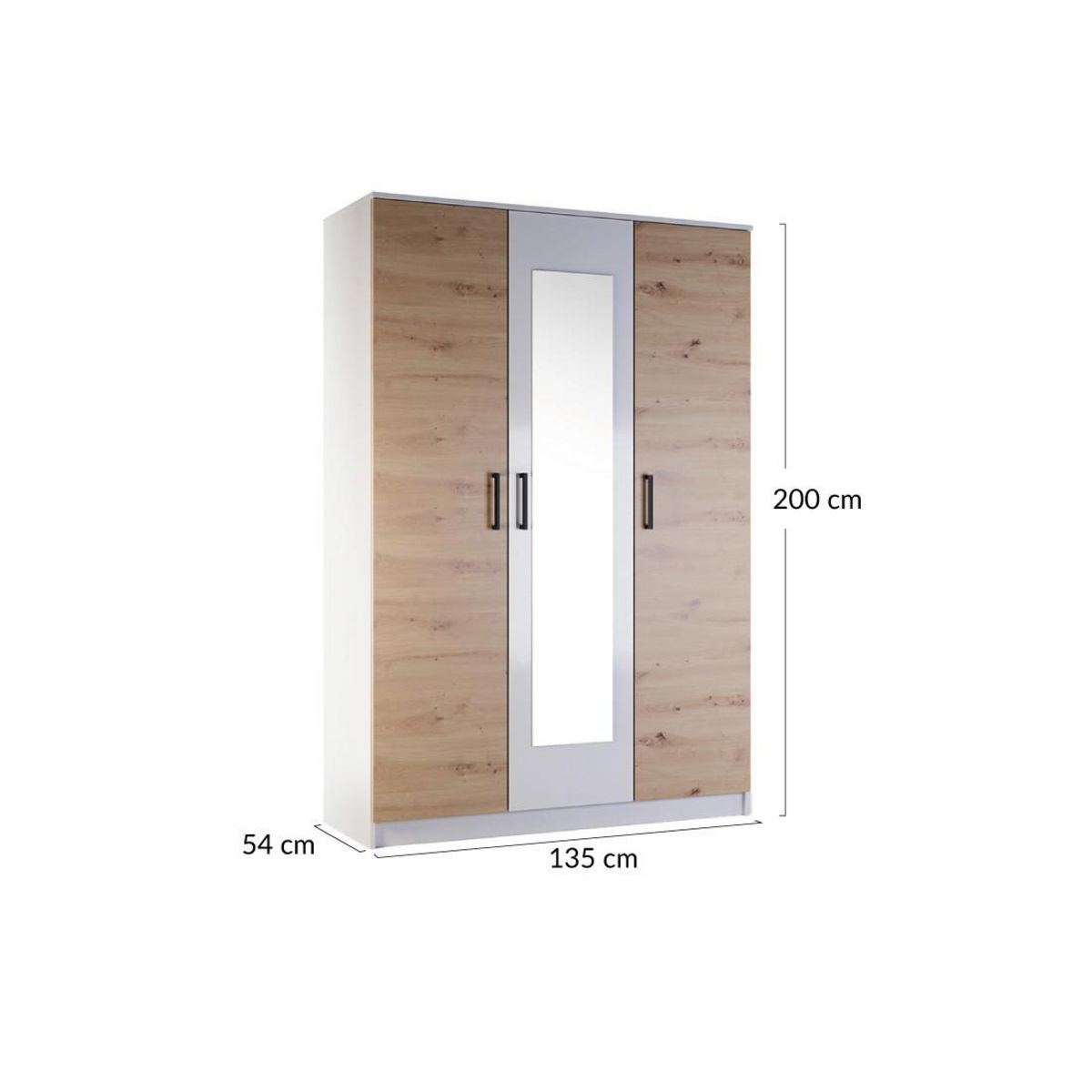 BEST MOBILIER Hayato - armoire - effet bois et blanc - 135 cm