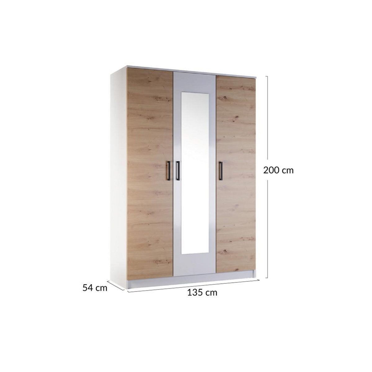 BEST MOBILIER Hayato - armoire - effet bois et blanc - 135 cm