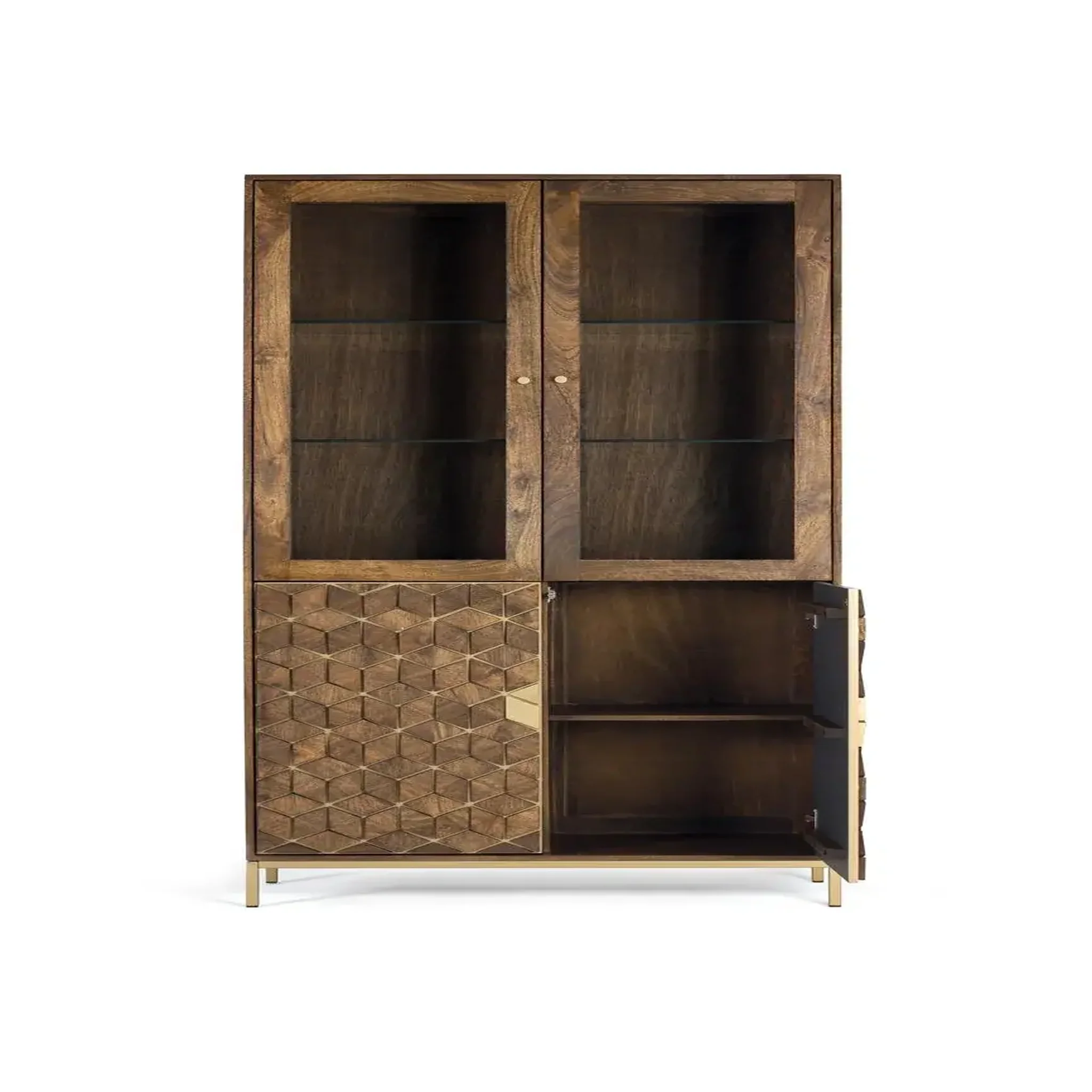 Voir la diapositive 4 : GINER Y COLOMER SL Vitrine en bois de manguier 98 cm style rustique moderne