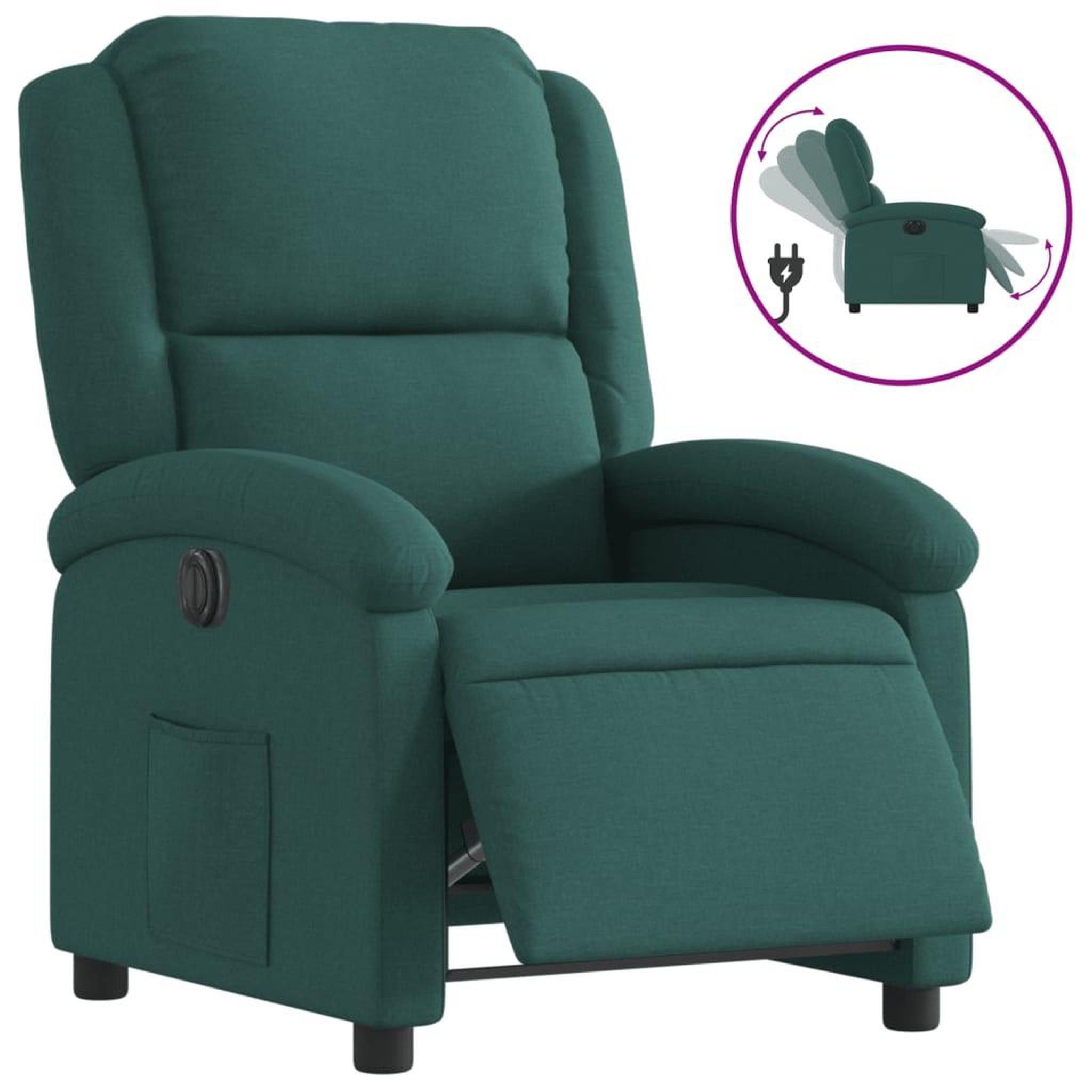 Voir la diapositive 2 : VIDAXL Fauteuil inclinable electrique Vert fonce Tissu