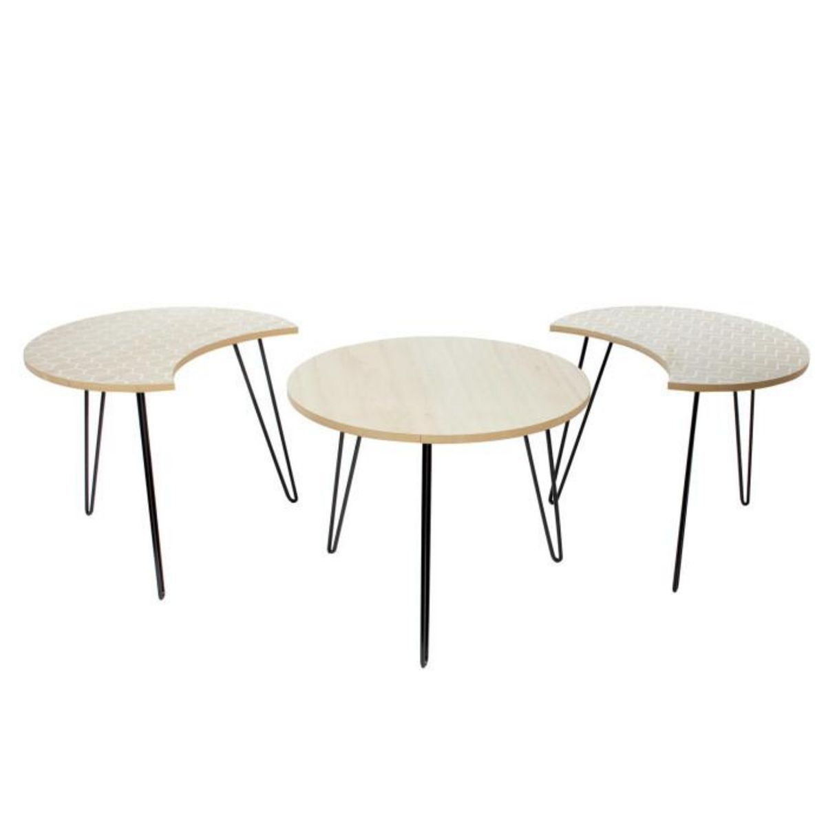 Paris Prix Lot de 3 Tables d'Appoint  Idéal  45cm Beige & Blanc