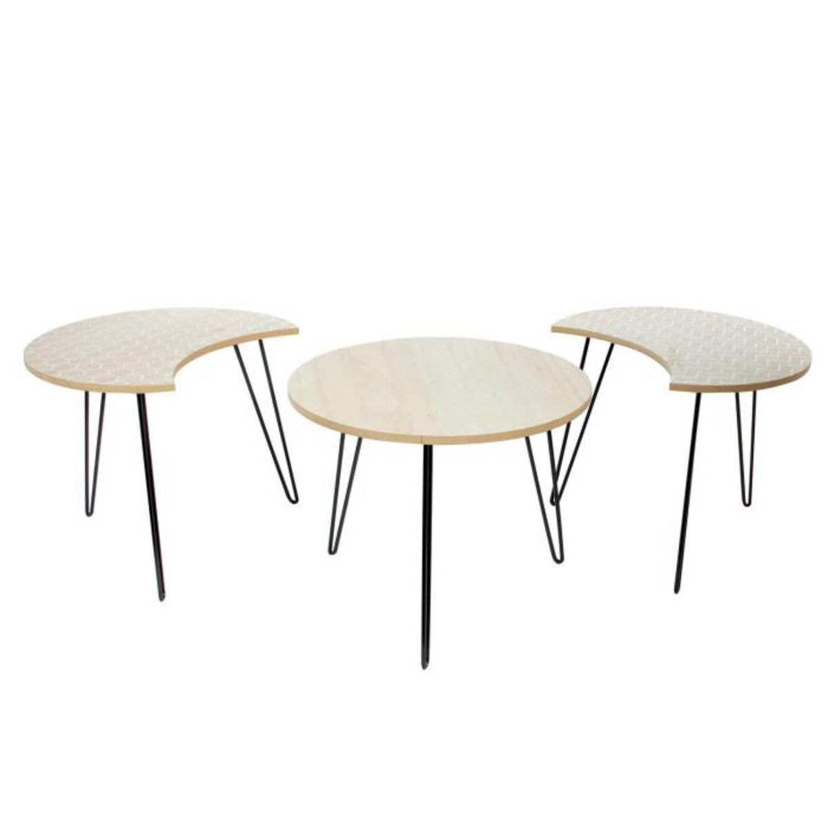 Paris Prix Lot de 3 Tables d'Appoint  Idéal  45cm Beige & Blanc